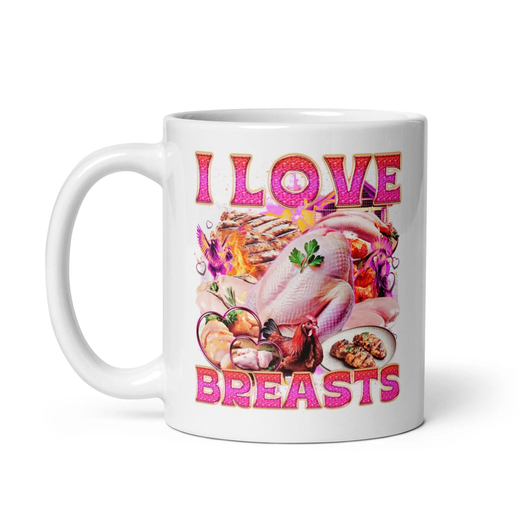 I Love Breasts White glossy mug - Image 2