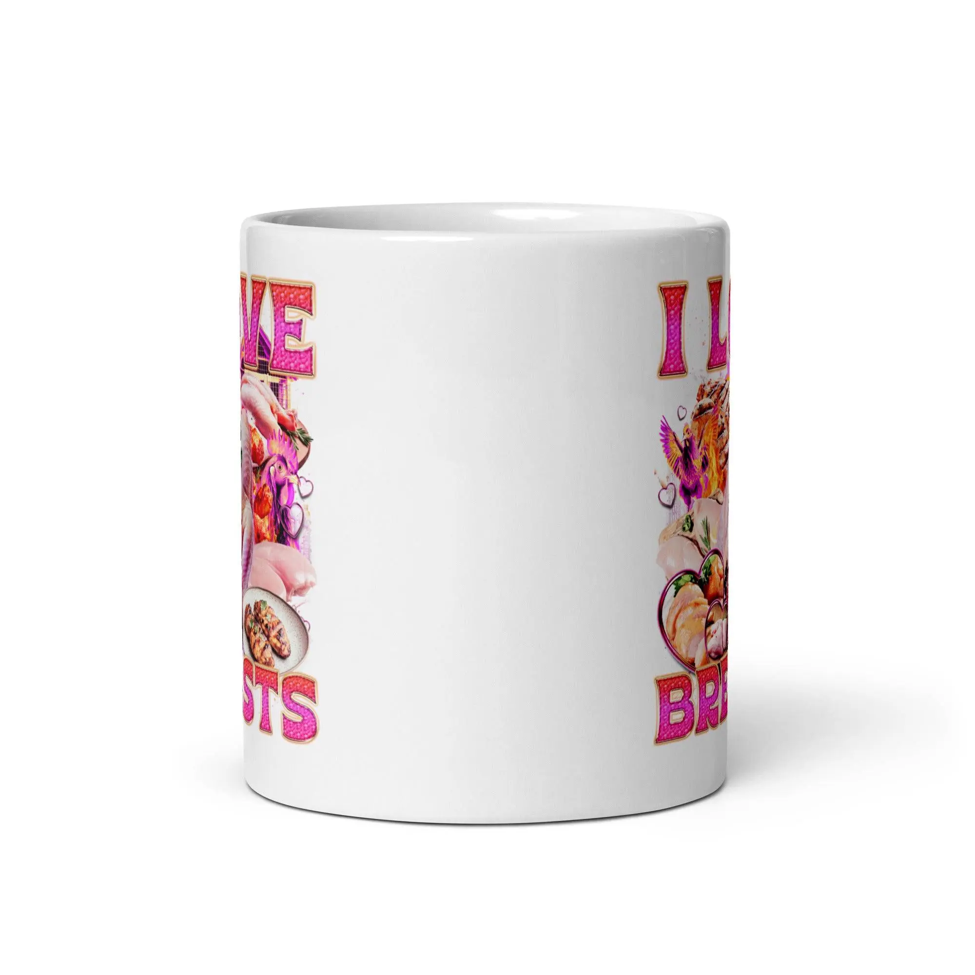 I Love Breasts White glossy mug - Image 4
