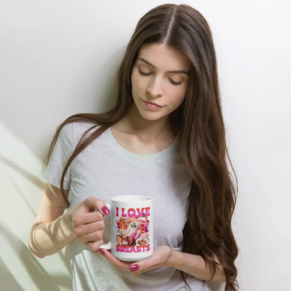 I Love Breasts White glossy mug - Image 5