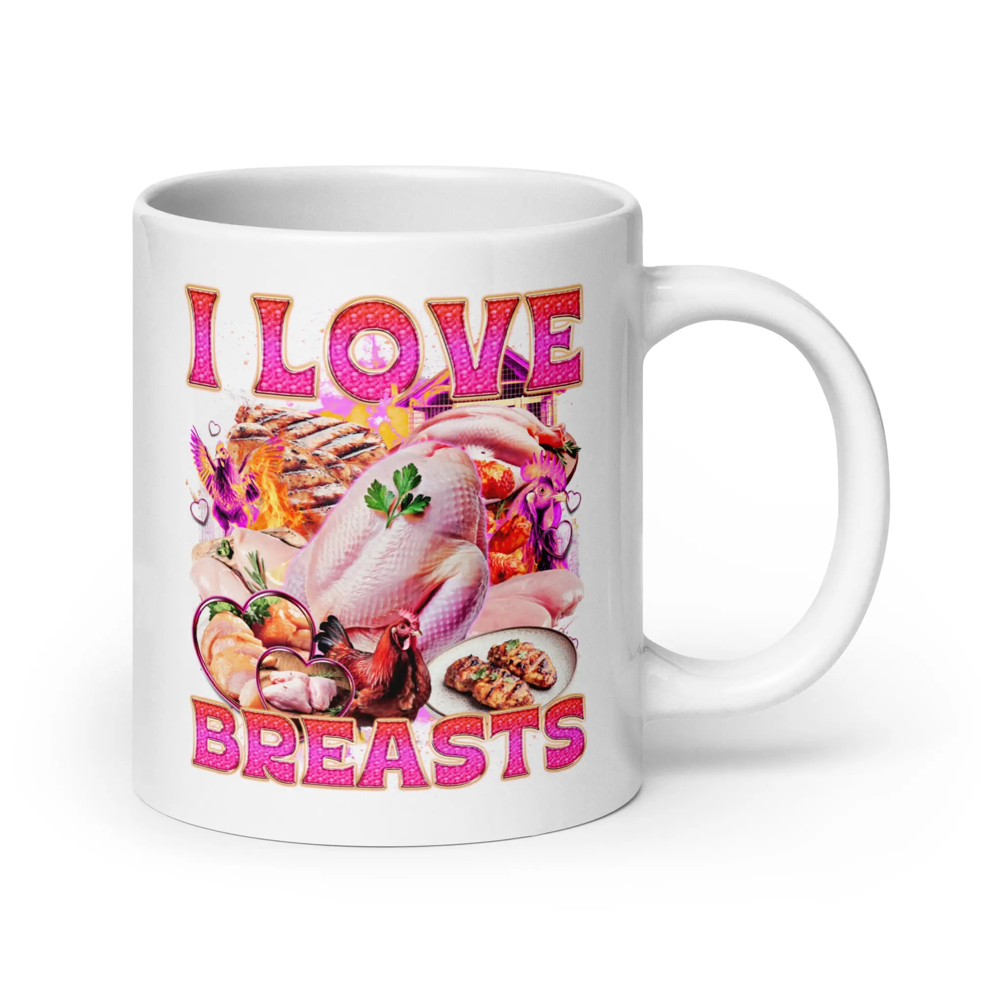 I Love Breasts White glossy mug - Image 6