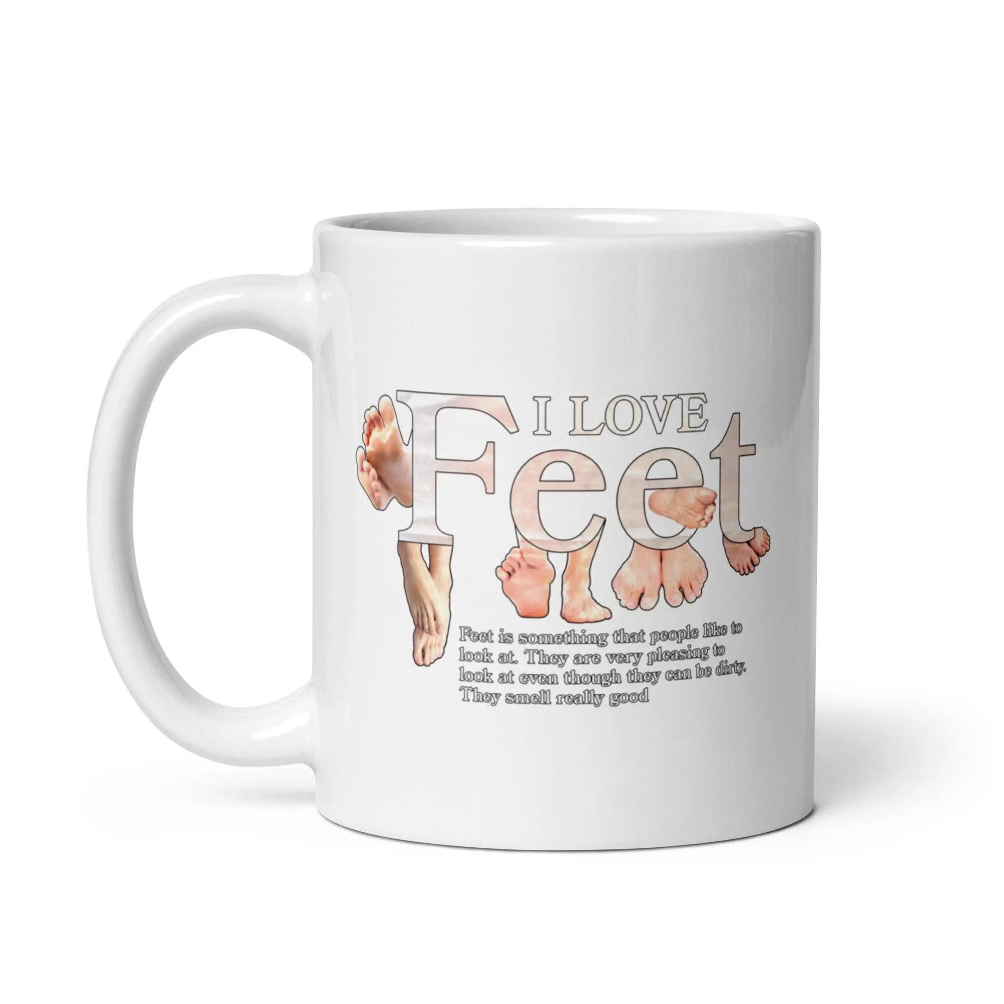 I Love Feet White glossy mug - Image 2