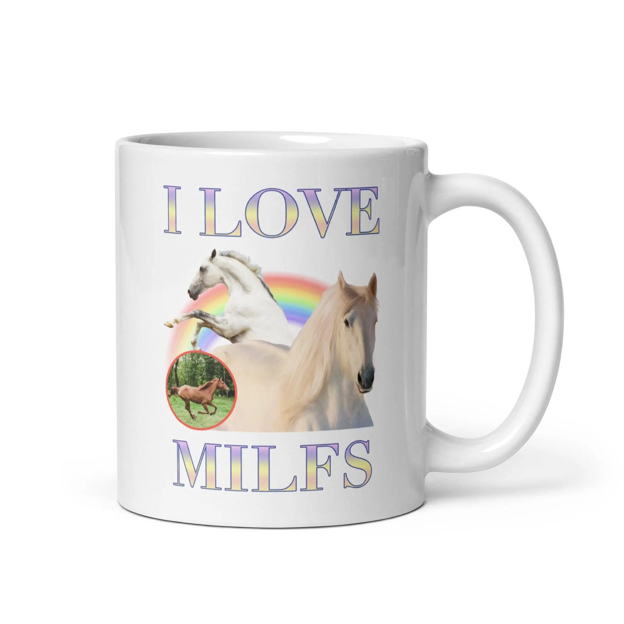 I Love Milfs White glossy mug