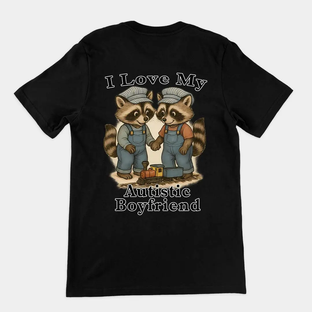 I Love my Autistic Boyfriend T-Shirt (backprint)
