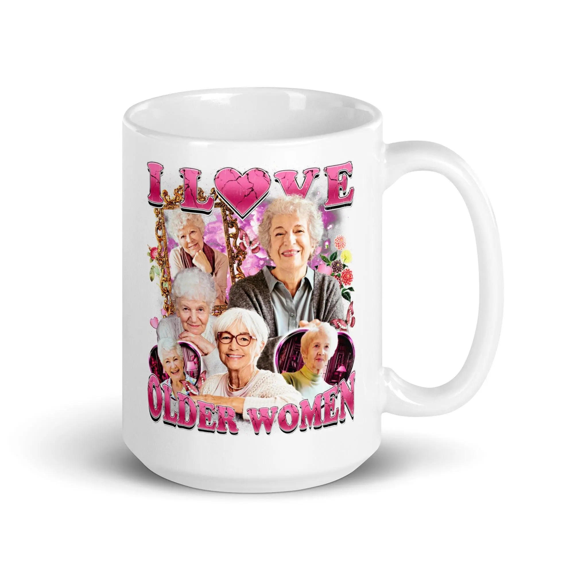 I love Older Women White glossy mug - Image 5