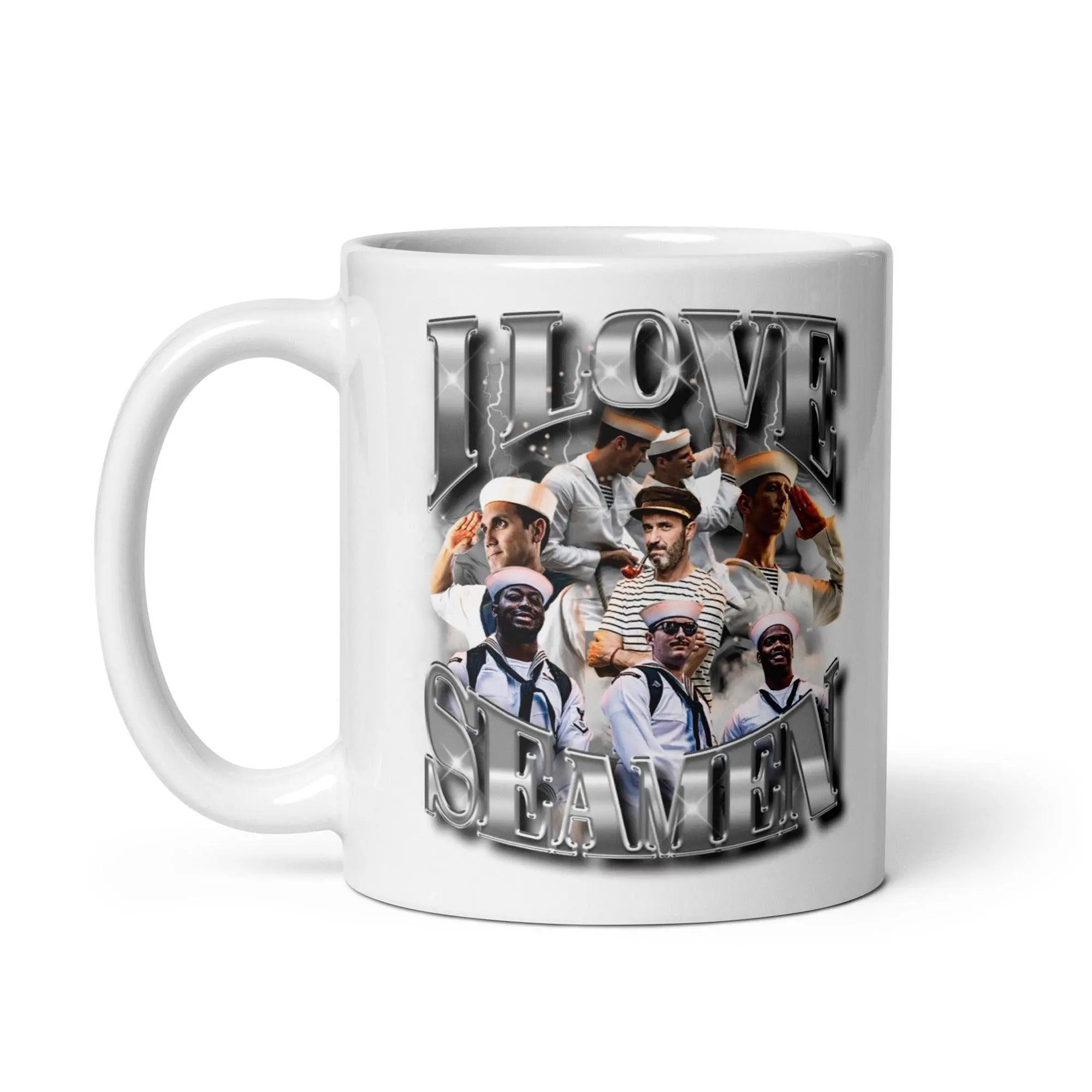 I Love Seamen White glossy mug - Image 3