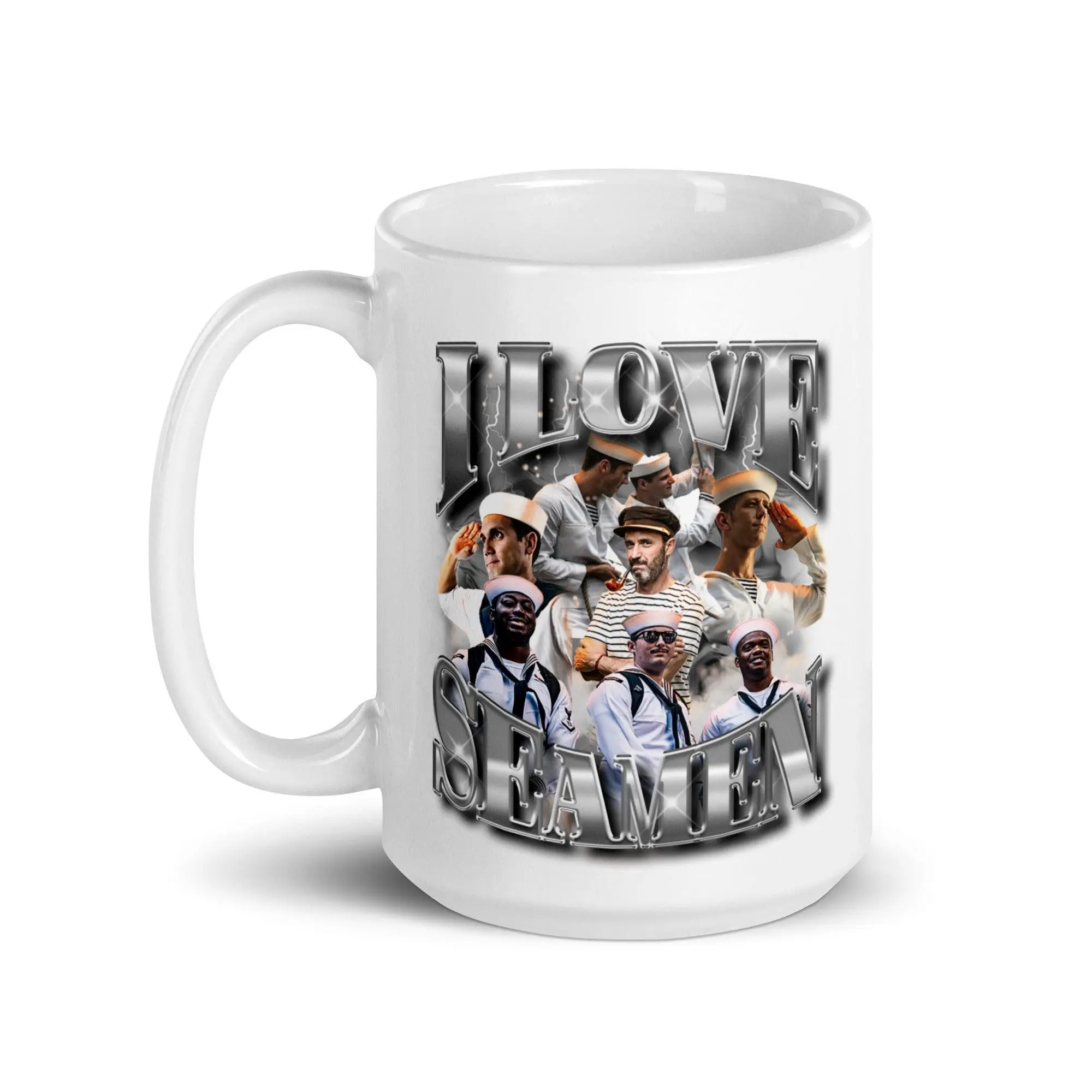 I Love Seamen White glossy mug - Image 7