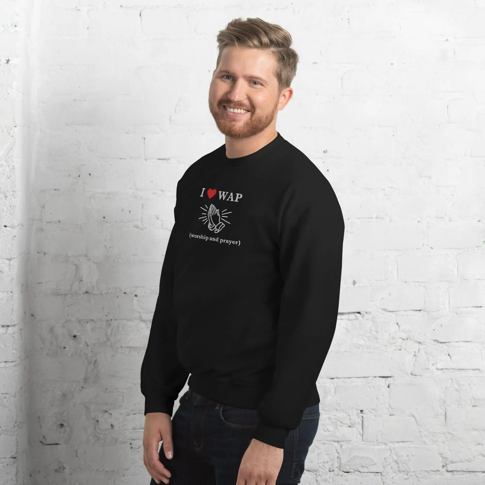 I love WAP (worship and prayer) embroidered sweatshirt - Image 10