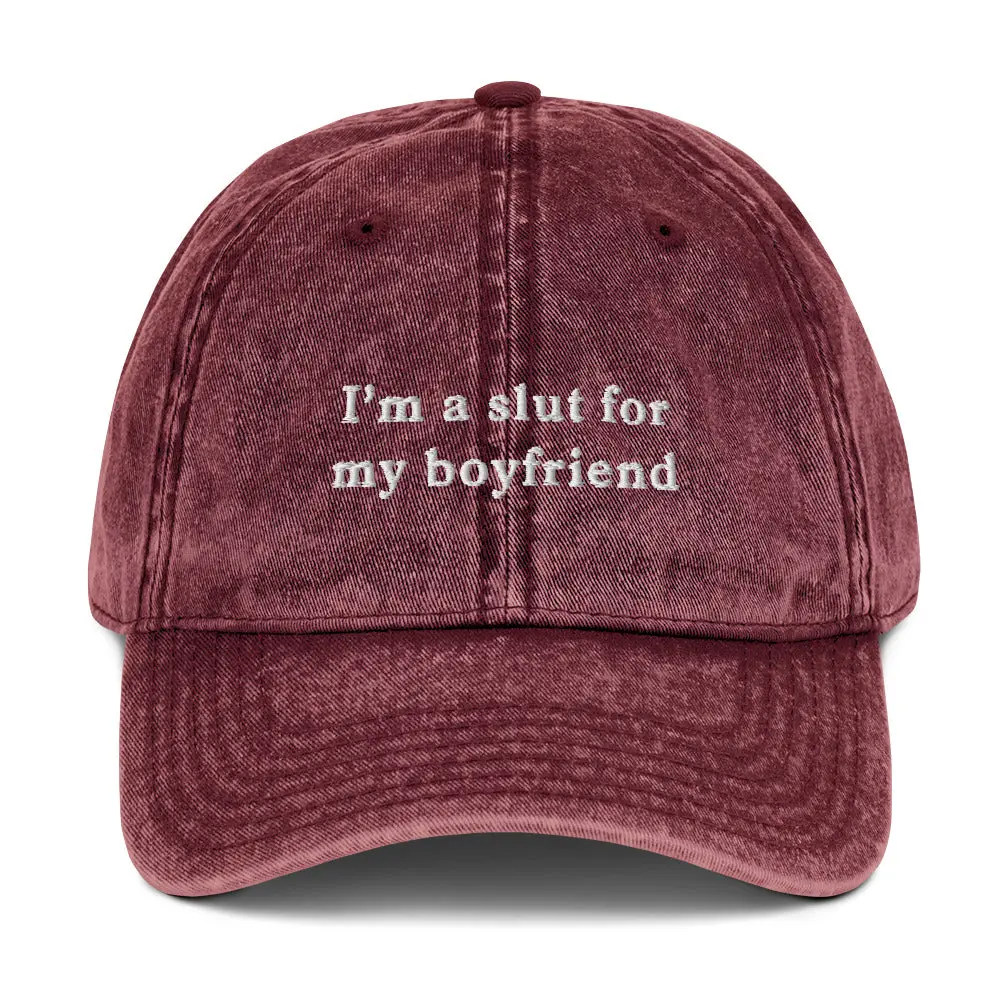 I'm a slut for my boyfriend Vintage Cotton Twill Cap - Image 6