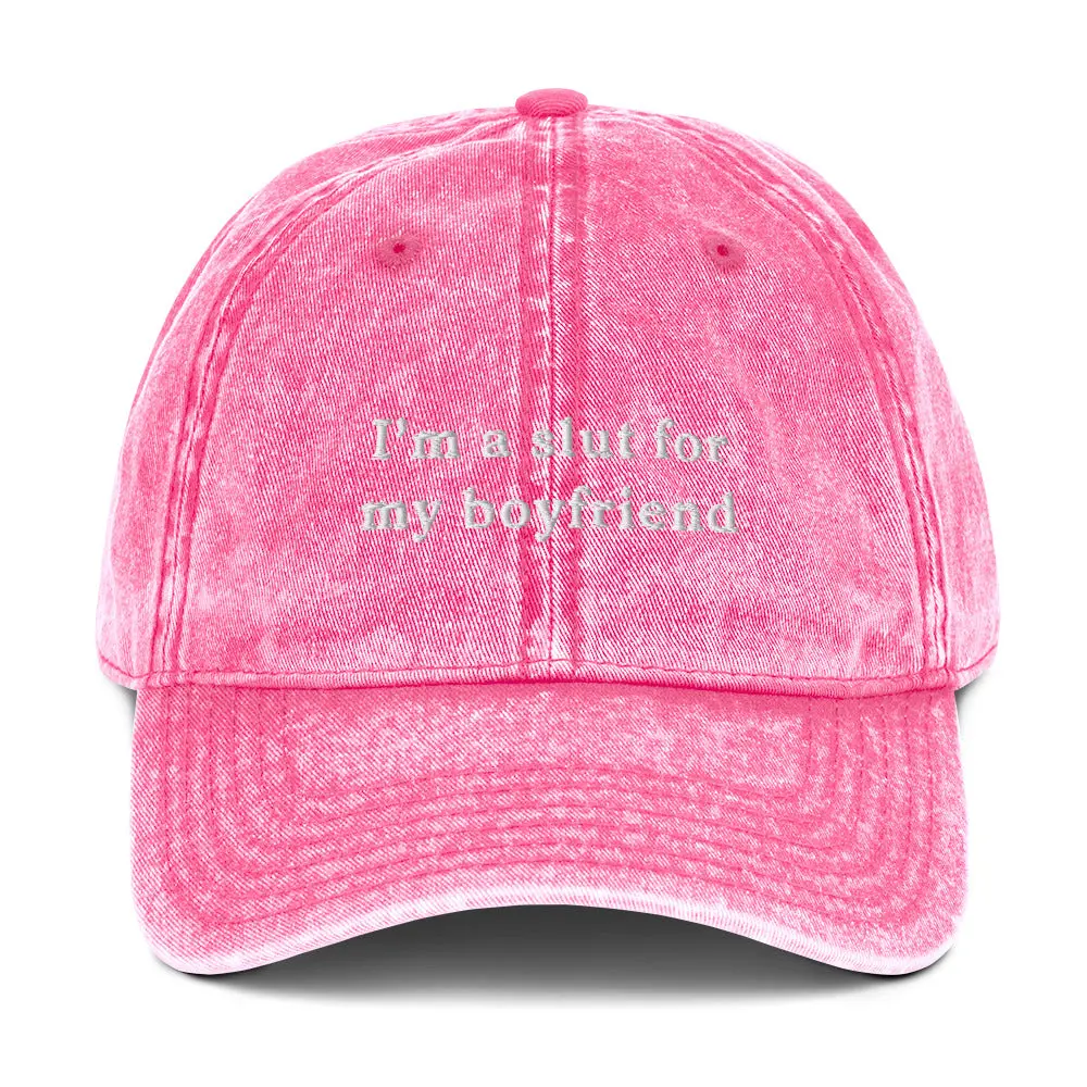 I'm a slut for my boyfriend Vintage Cotton Twill Cap - Image 8