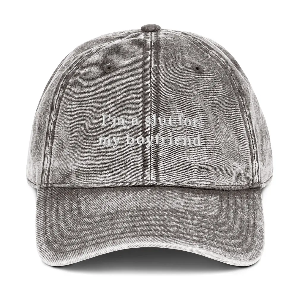 I'm a slut for my boyfriend Vintage Cotton Twill Cap - Image 9