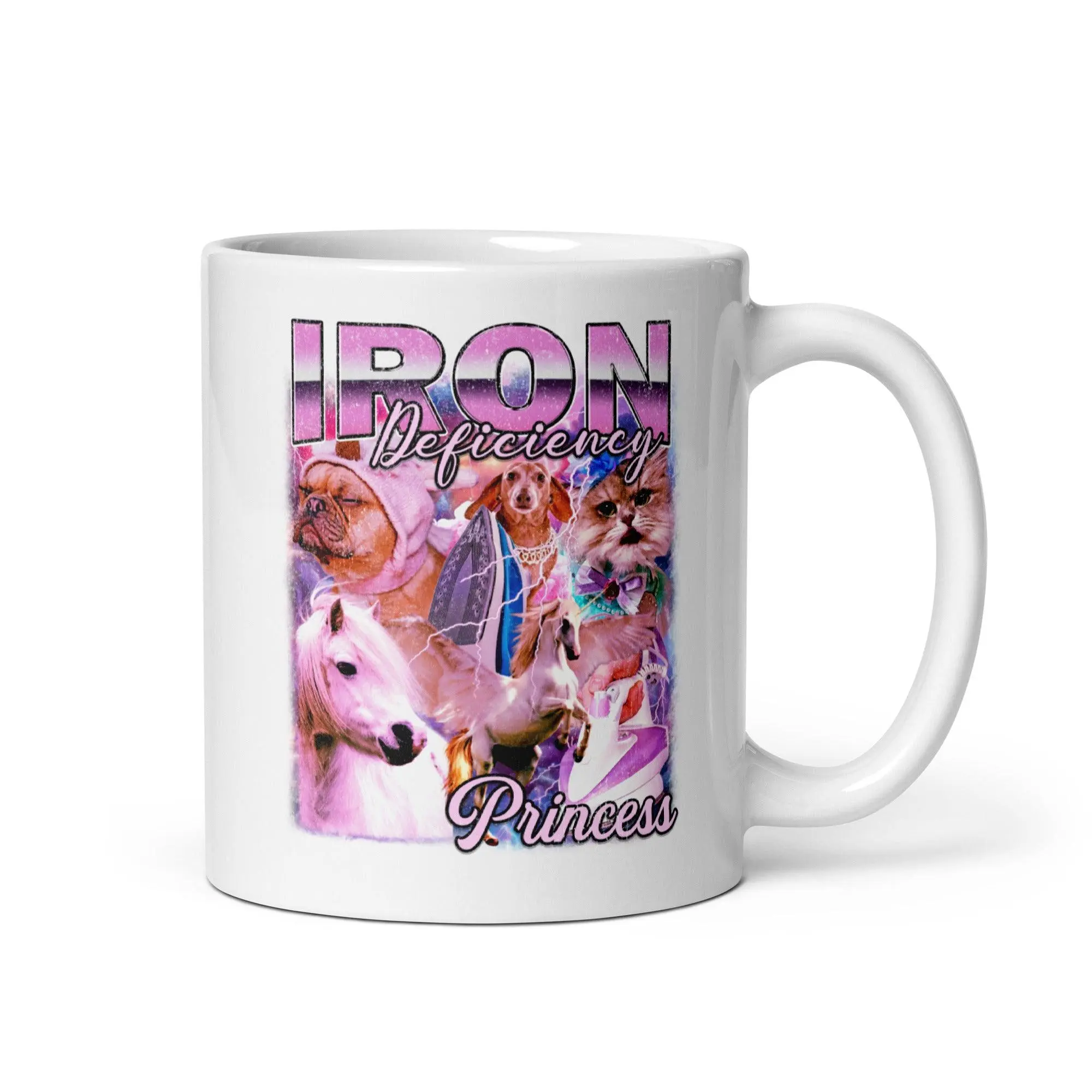 Iron Deficiency Princess Vintage Style White glossy mug