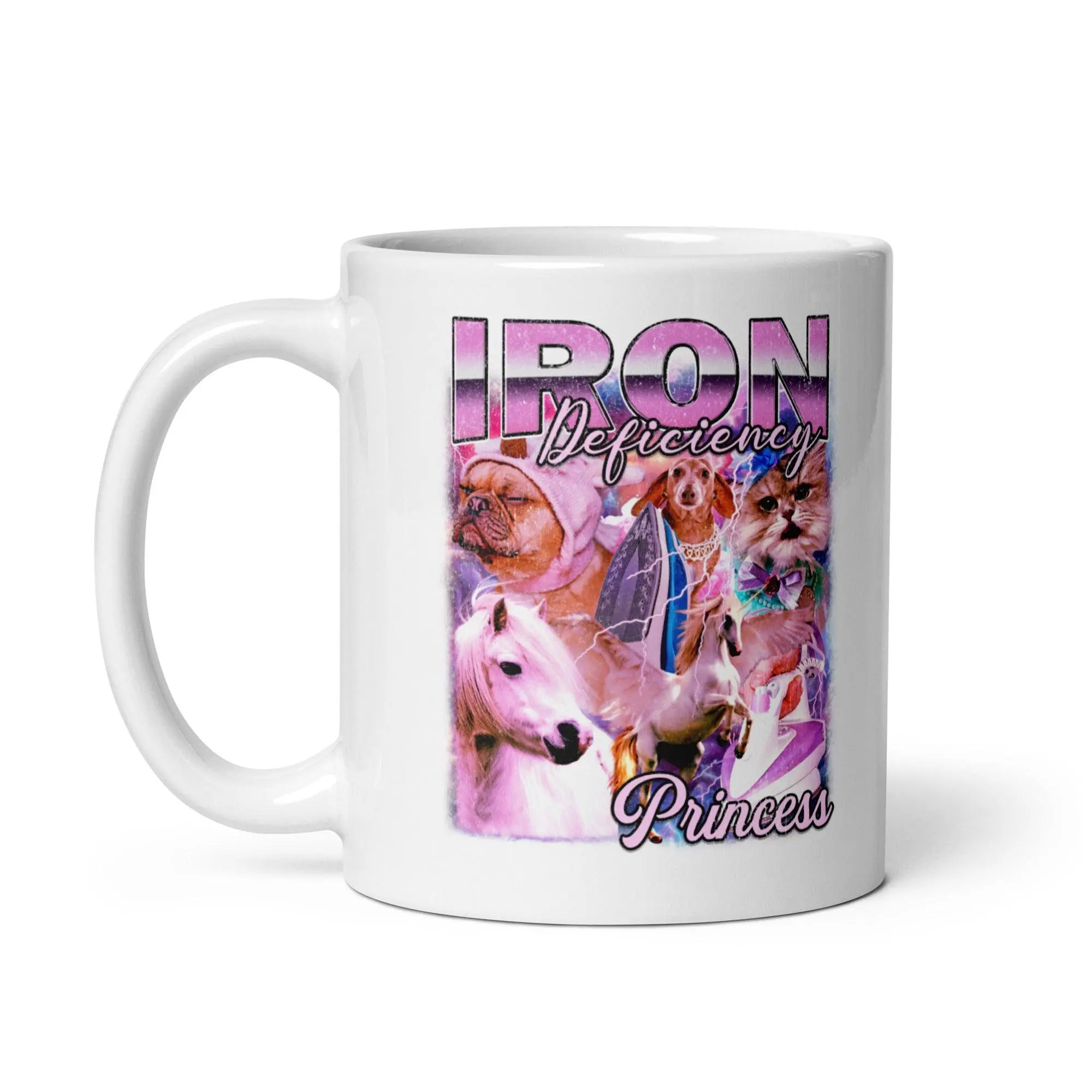 Iron Deficiency Princess Vintage Style White glossy mug - Image 3