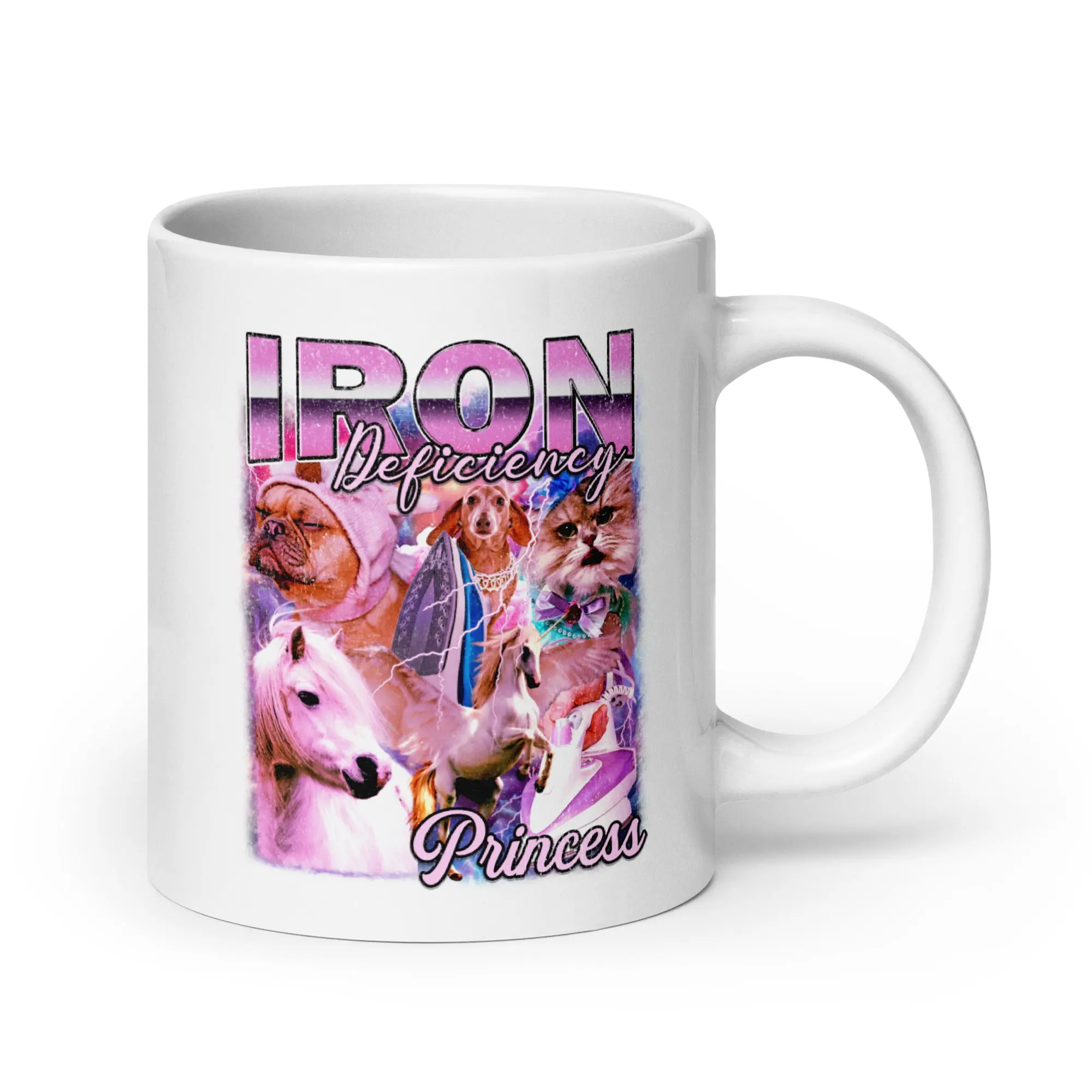 Iron Deficiency Princess Vintage Style White glossy mug - Image 6