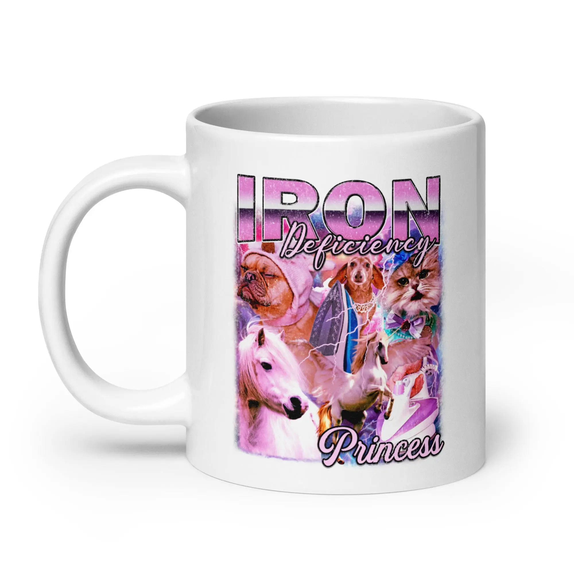 Iron Deficiency Princess Vintage Style White glossy mug - Image 7