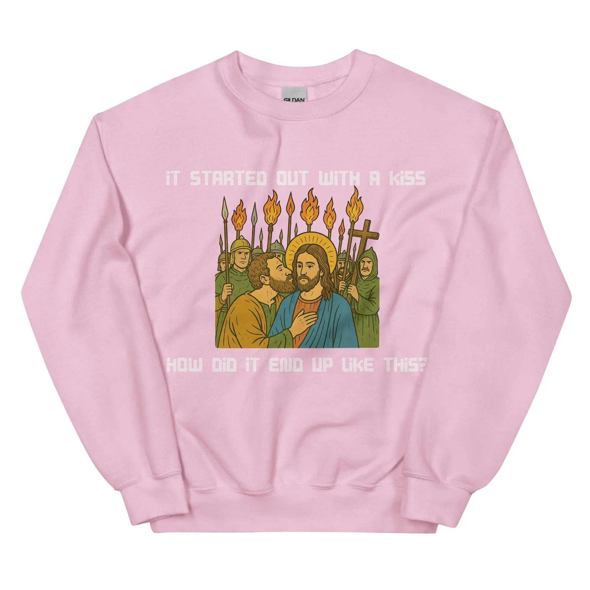 It was only a kiss How did it end up like this Jesus & Judas sweatshirt - Image 8