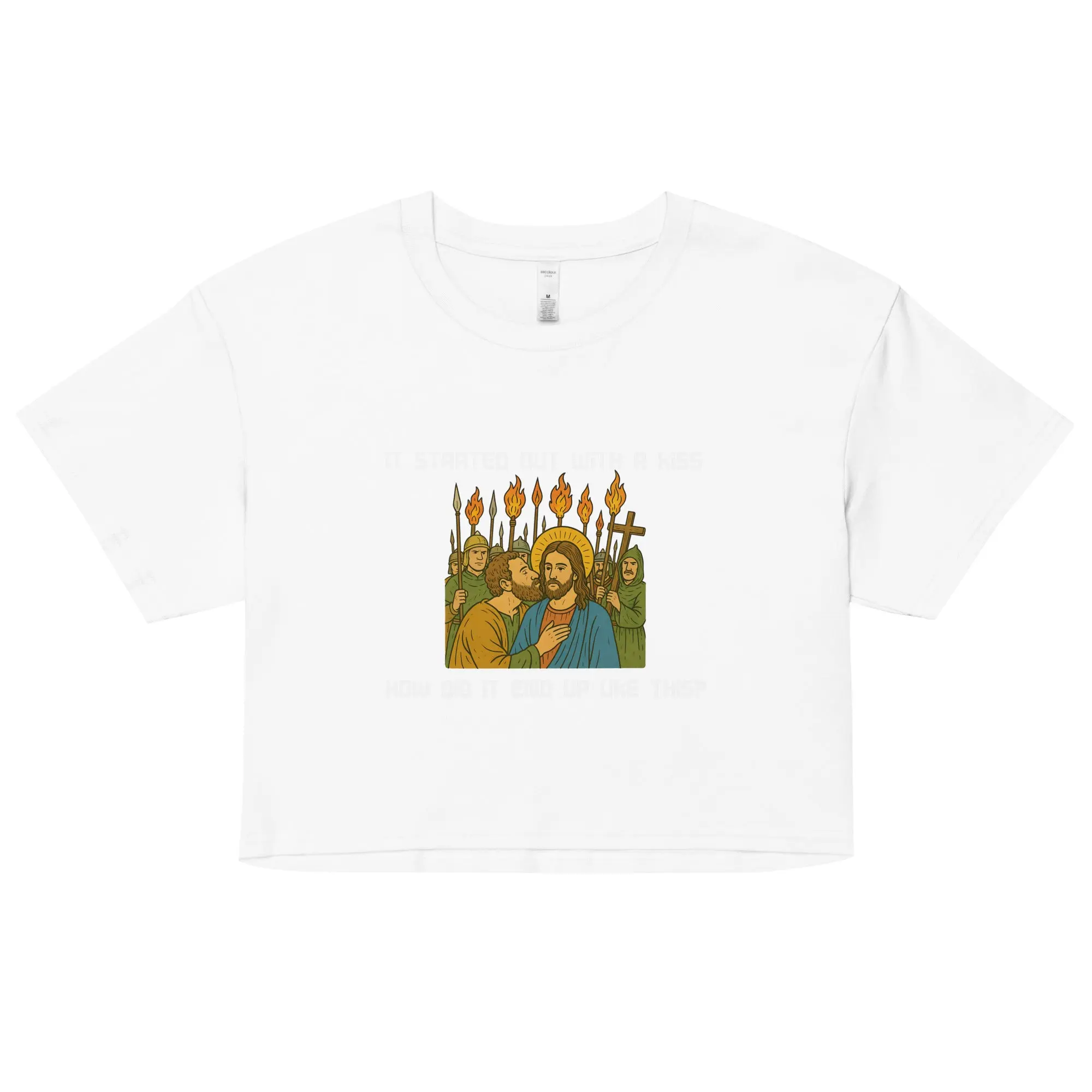 It was only a kiss How did it end up like this Jesus & Judas Women’s crop top - Image 5