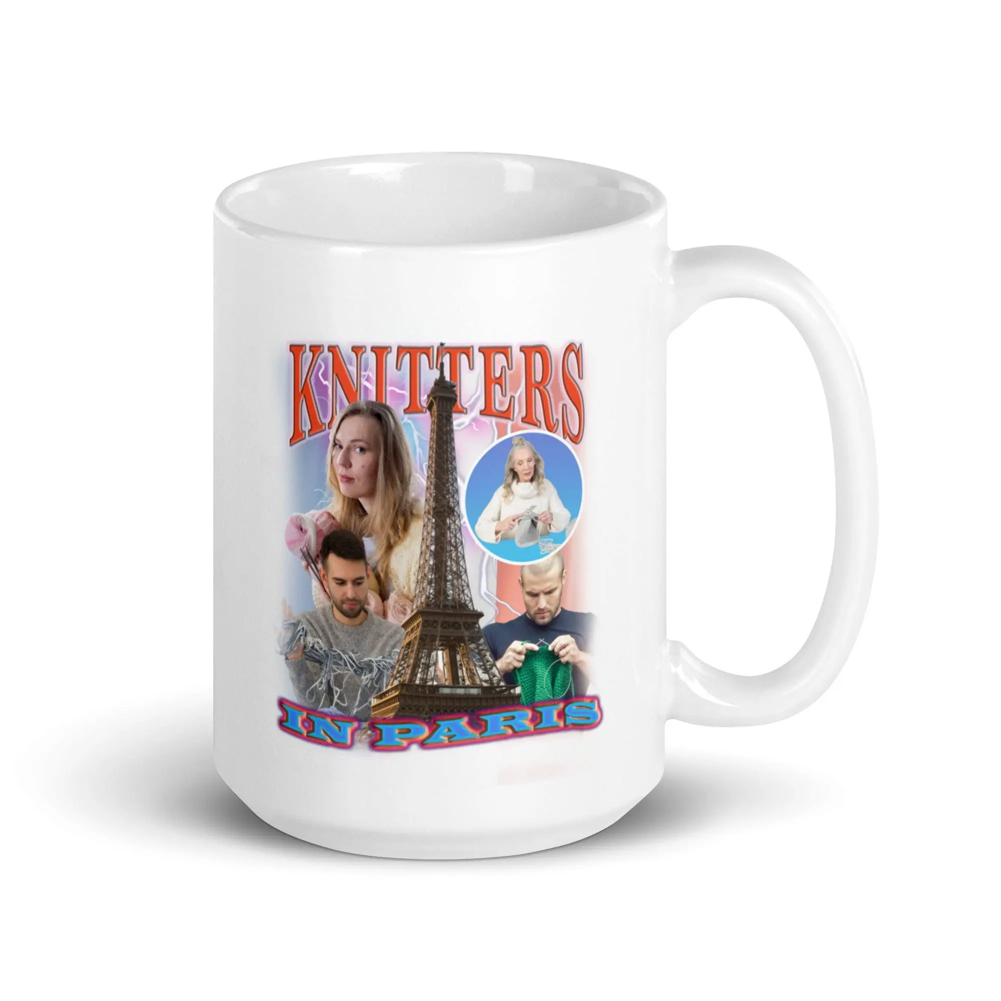 Knitters in Paris White glossy mug - Image 6