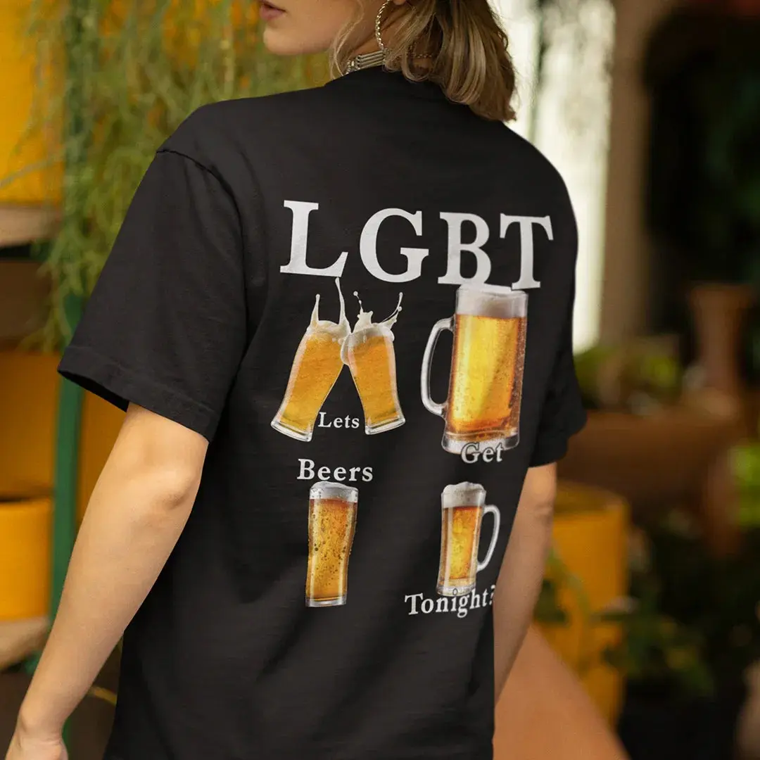 lets get beers tonight T-Shirt (backprint) - Image 7