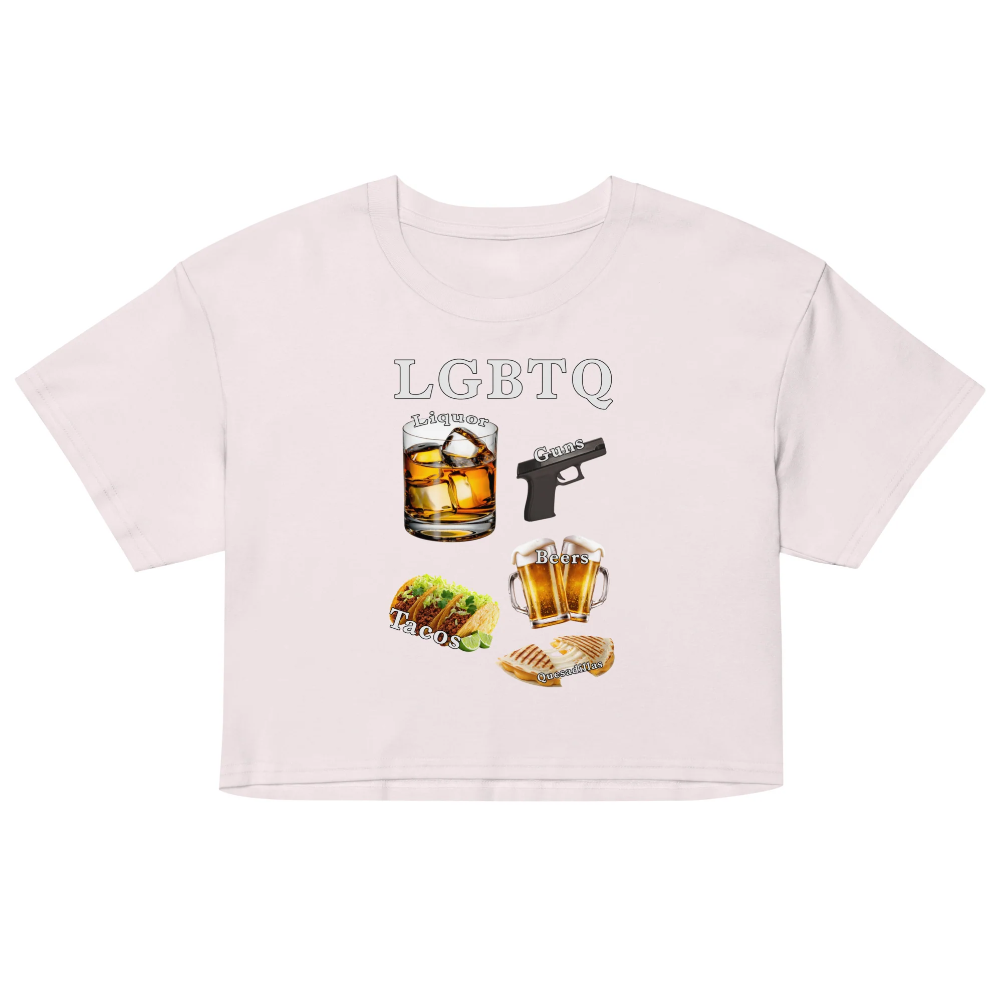 LGBTQ (liquor, guns, beers, tacos, quesadillas) crop top - Image 4