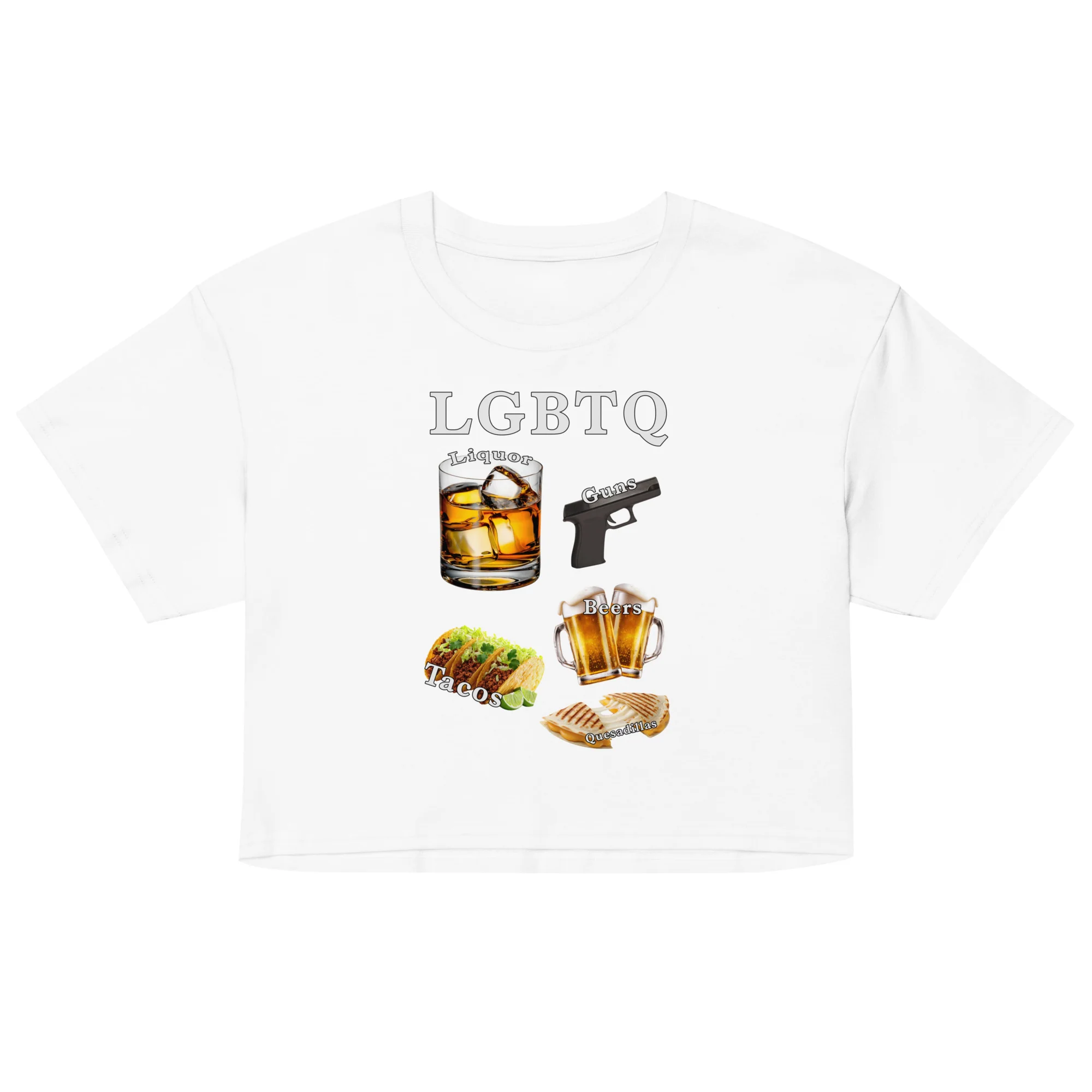 LGBTQ (liquor, guns, beers, tacos, quesadillas) crop top - Image 5