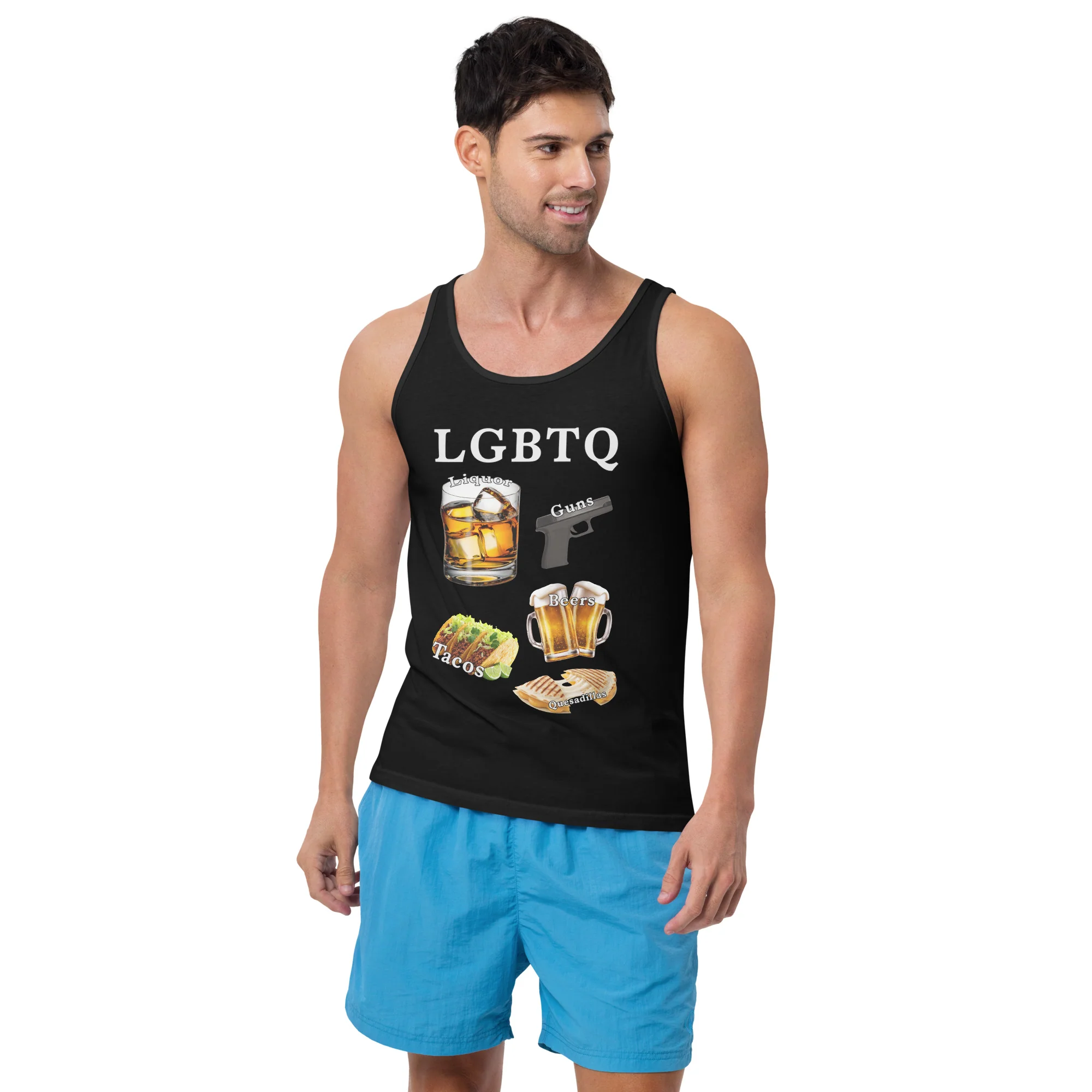 LGBTQ (liquor, guns, beers, tacos, quesadillas) Tank Top - Image 4