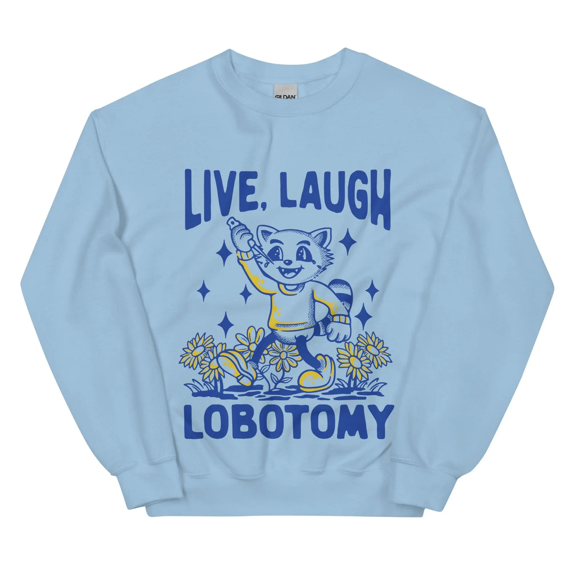 Live Laugh Lobotomy Handrawn white Sweatshirt - Image 2