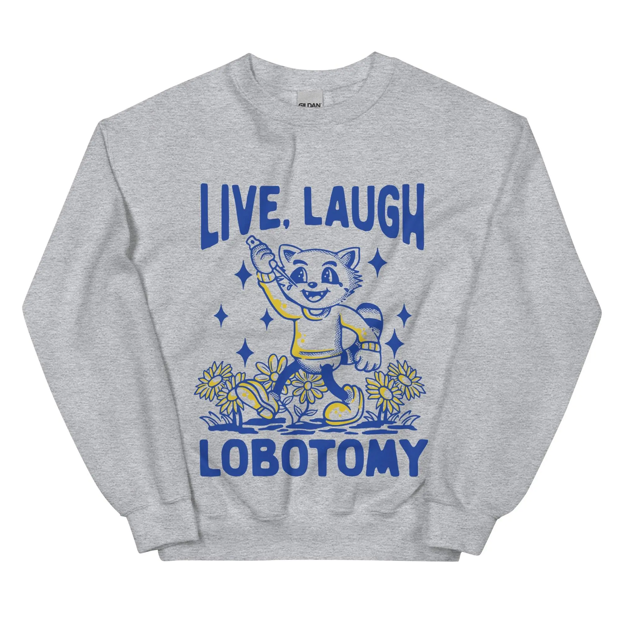 Live Laugh Lobotomy Handrawn white Sweatshirt - Image 4