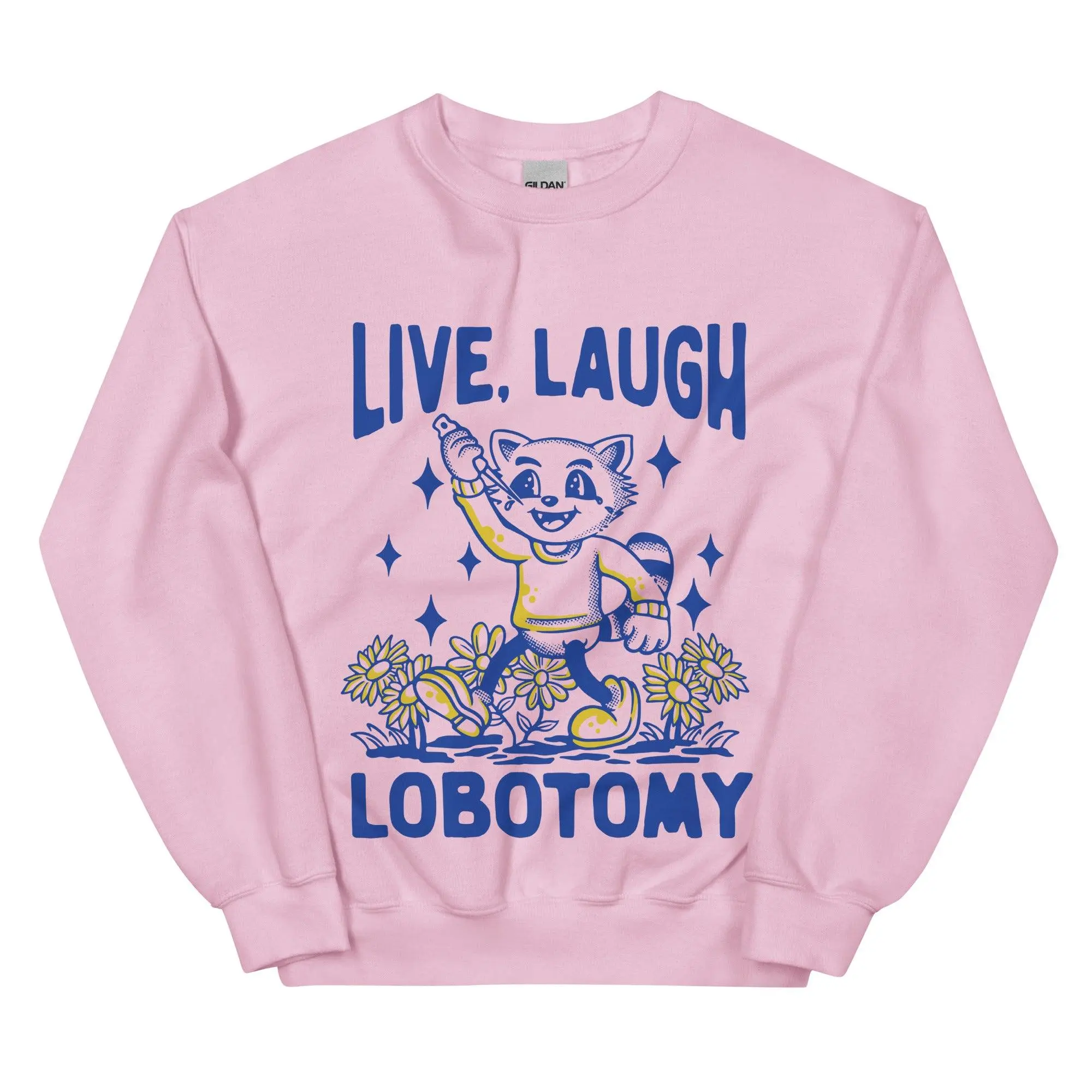Live Laugh Lobotomy Handrawn white Sweatshirt - Image 6