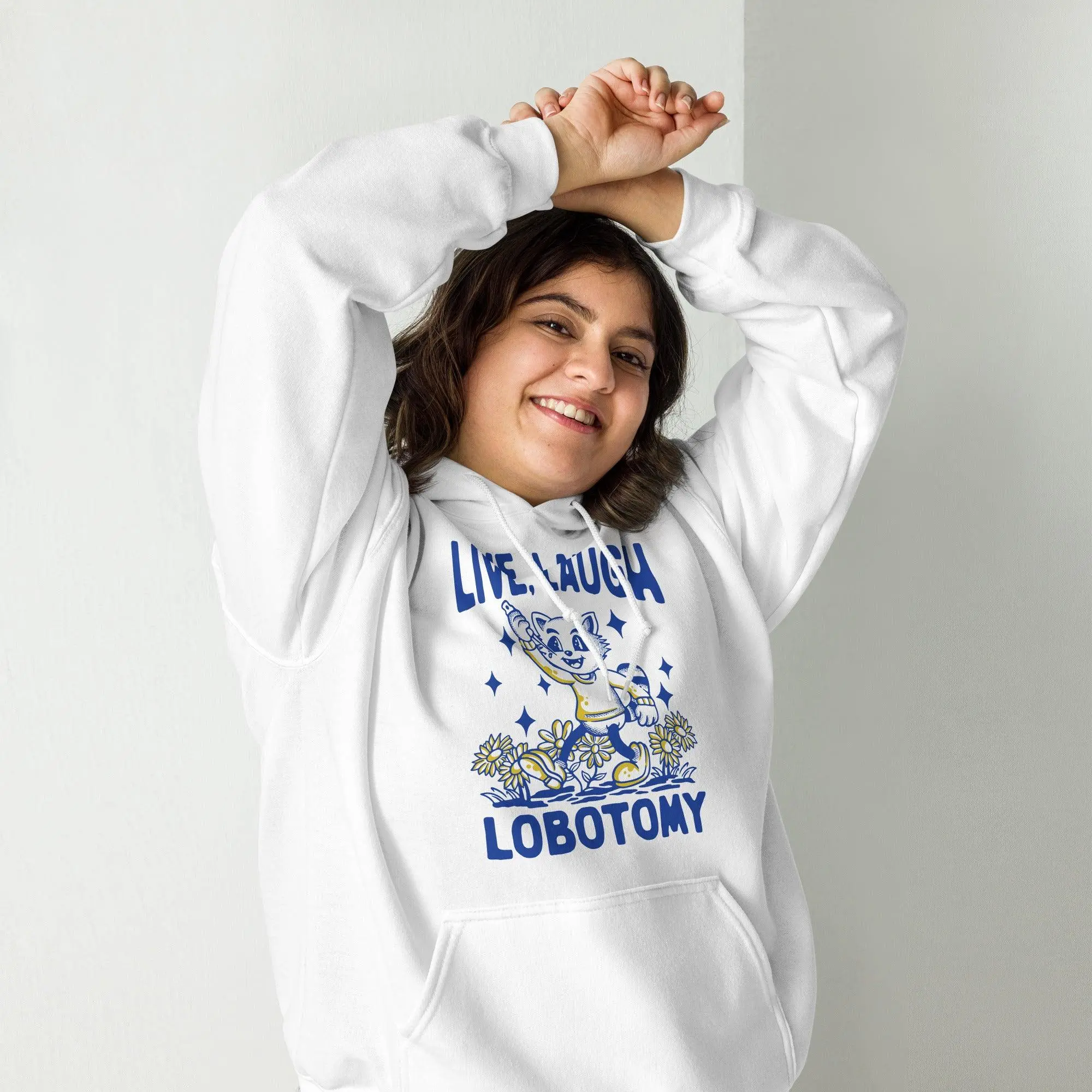 Live Laugh Lobotomy White Hoodie - Image 7
