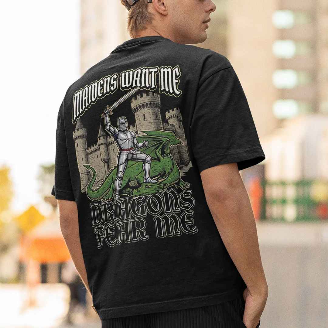 Maidens want me dragons fear me T-Shirt (backprint) - Image 7