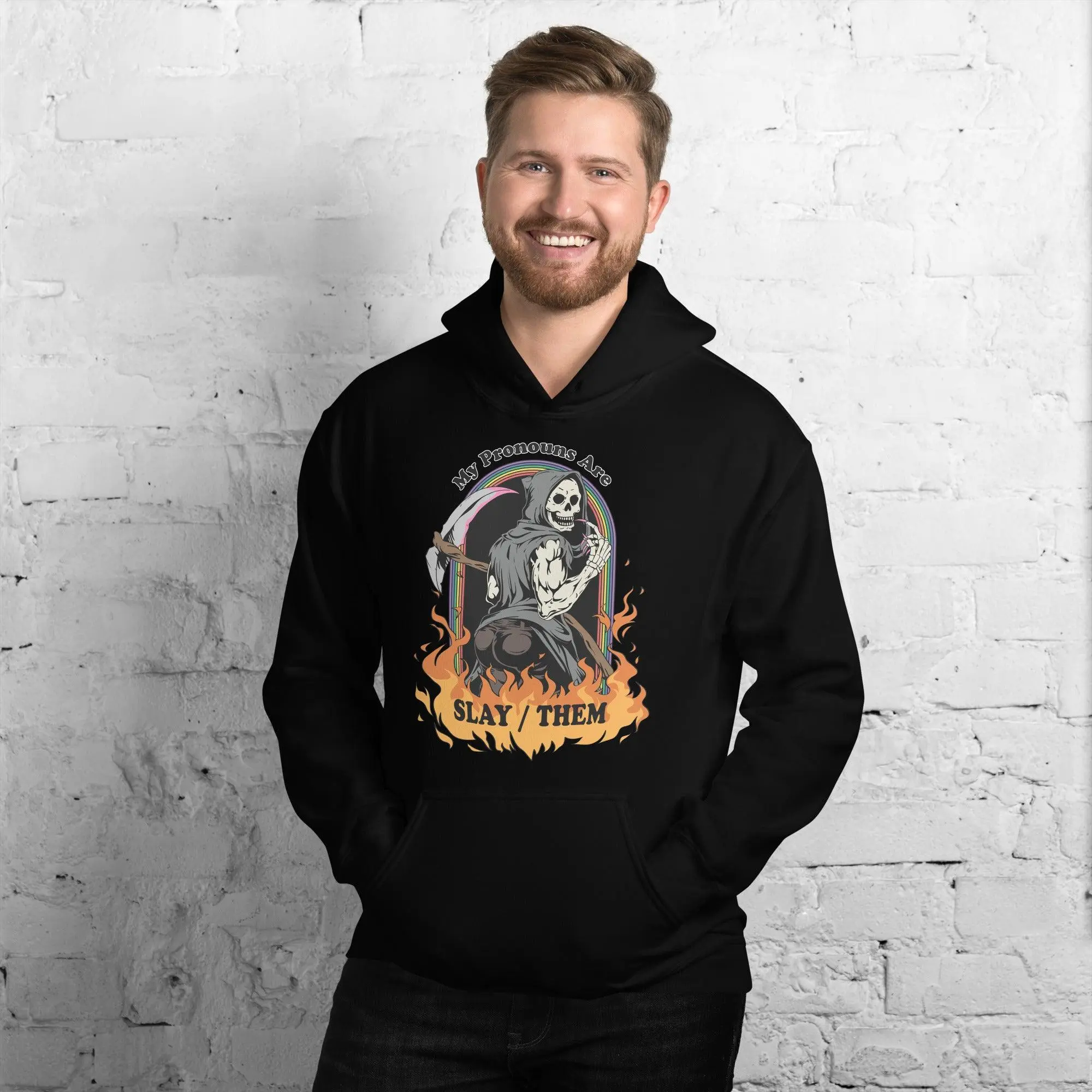 My Pronouns are Slay/Them Cartoon Hoodie - Image 8