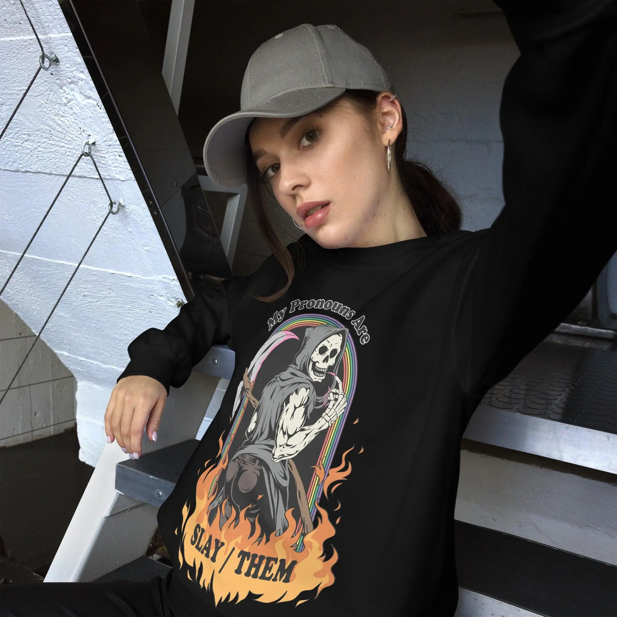 My Pronouns are Slay_Them Cartoon Sweatshirt - Image 10