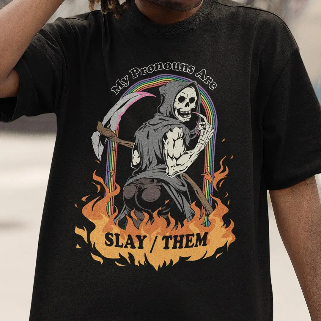 My Pronouns are Slay / Them Cartoon t-shirt - Image 7