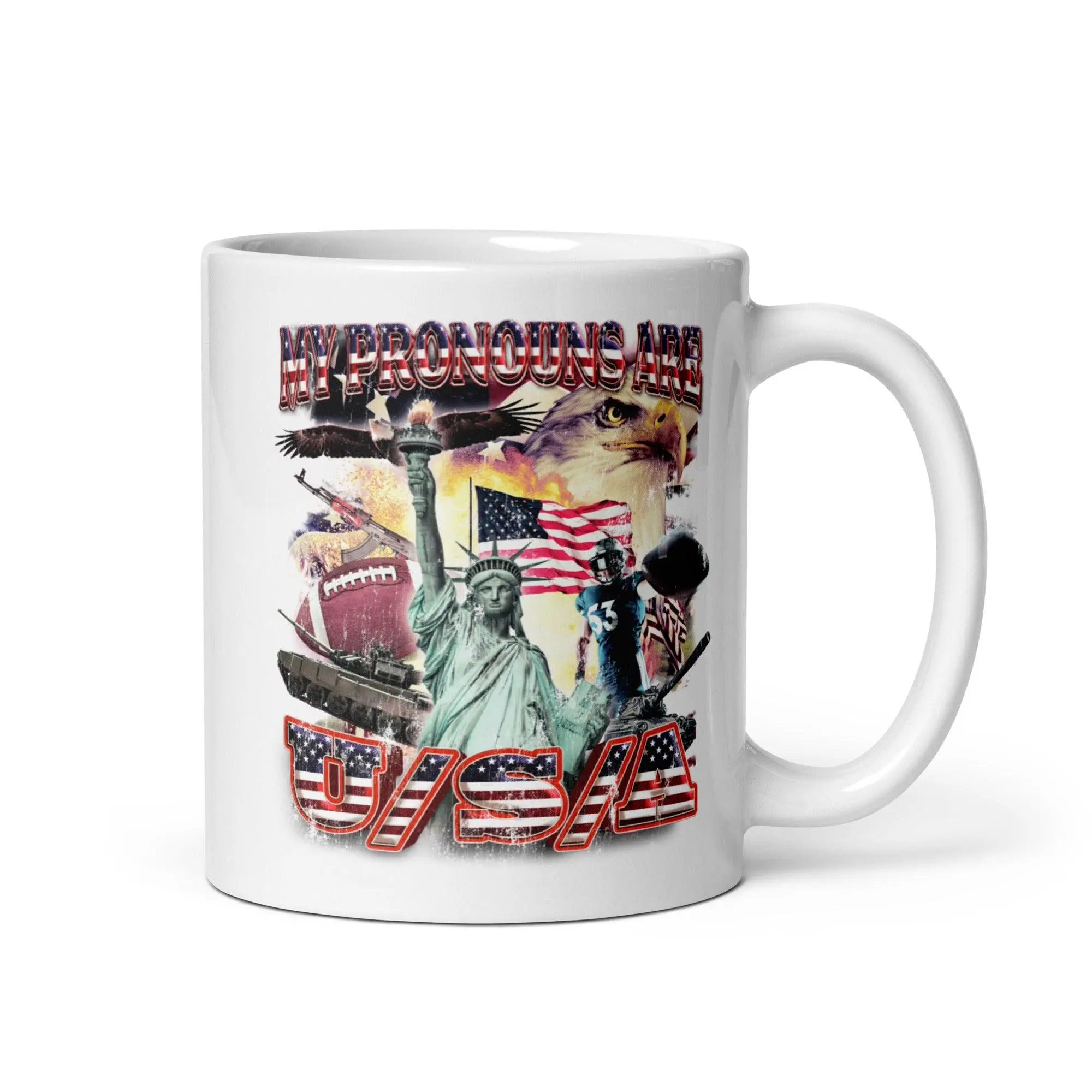 My Pronouns are U/S/A White glossy mug - Image 2