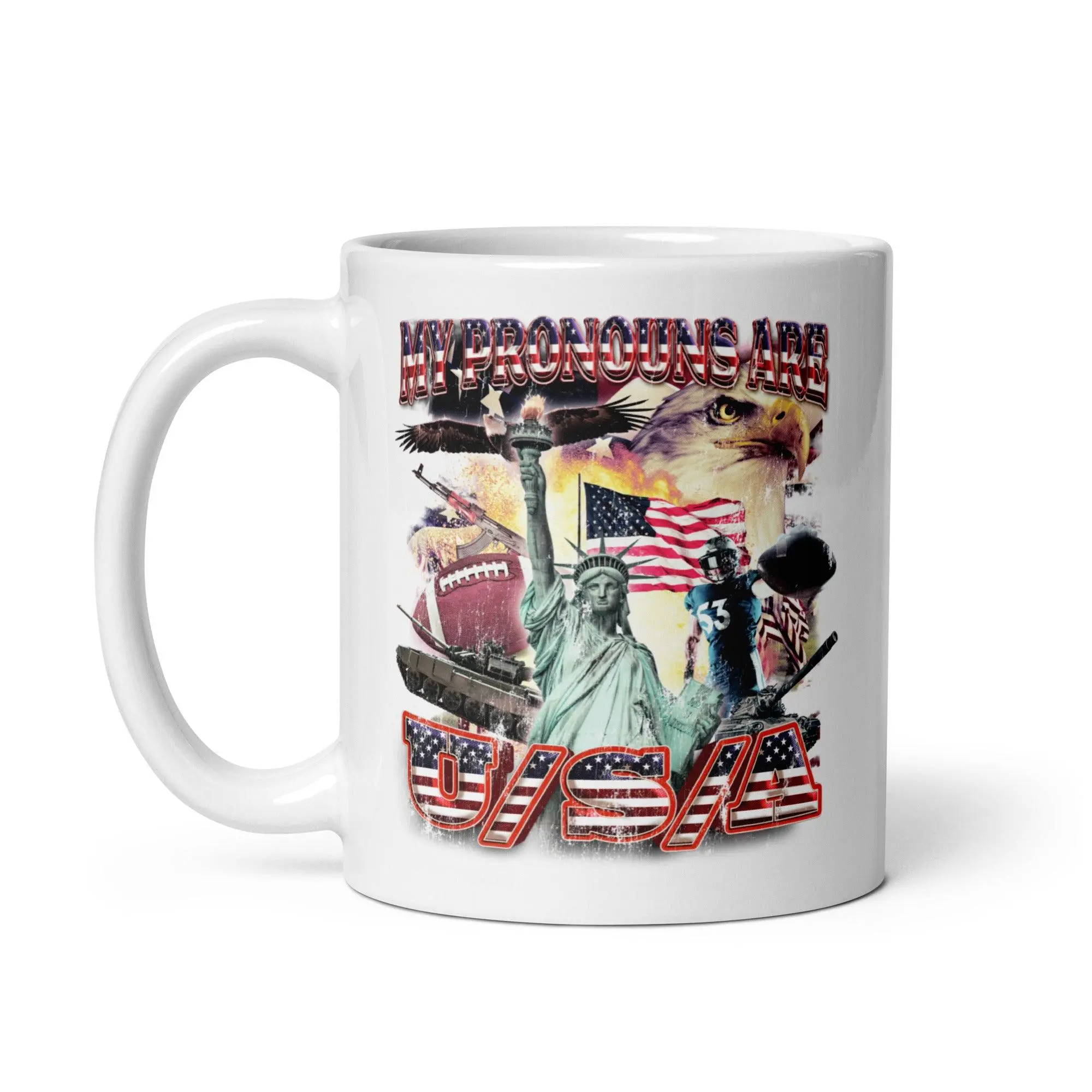 My Pronouns are U/S/A White glossy mug - Image 3