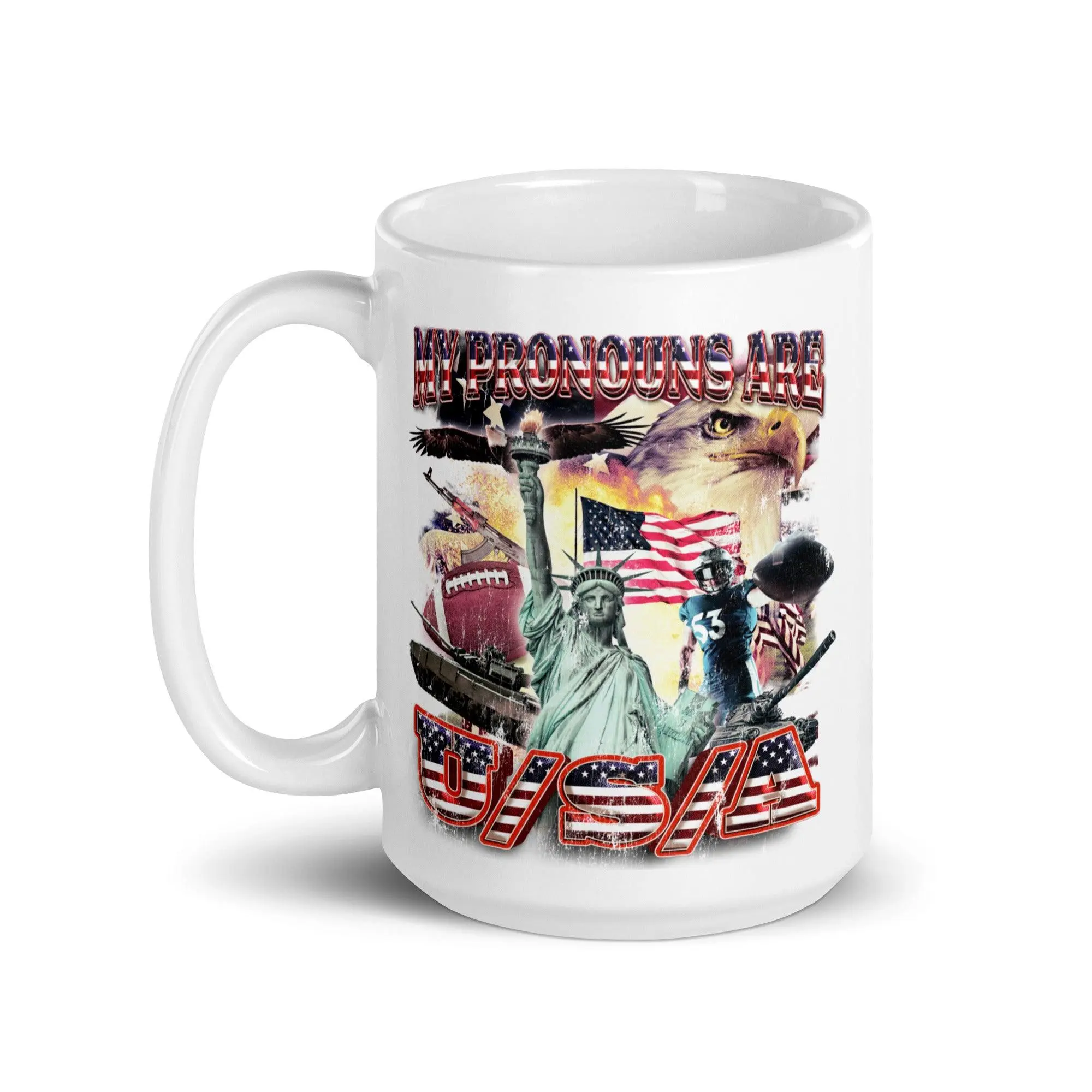 My Pronouns are U/S/A White glossy mug - Image 7