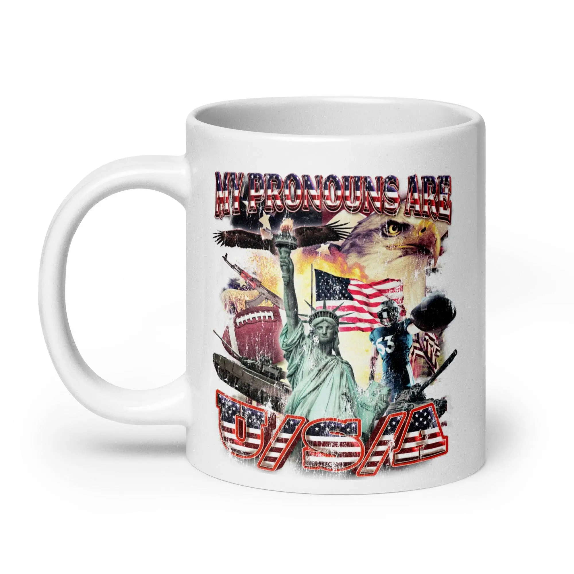 My Pronouns are U/S/A White glossy mug - Image 9