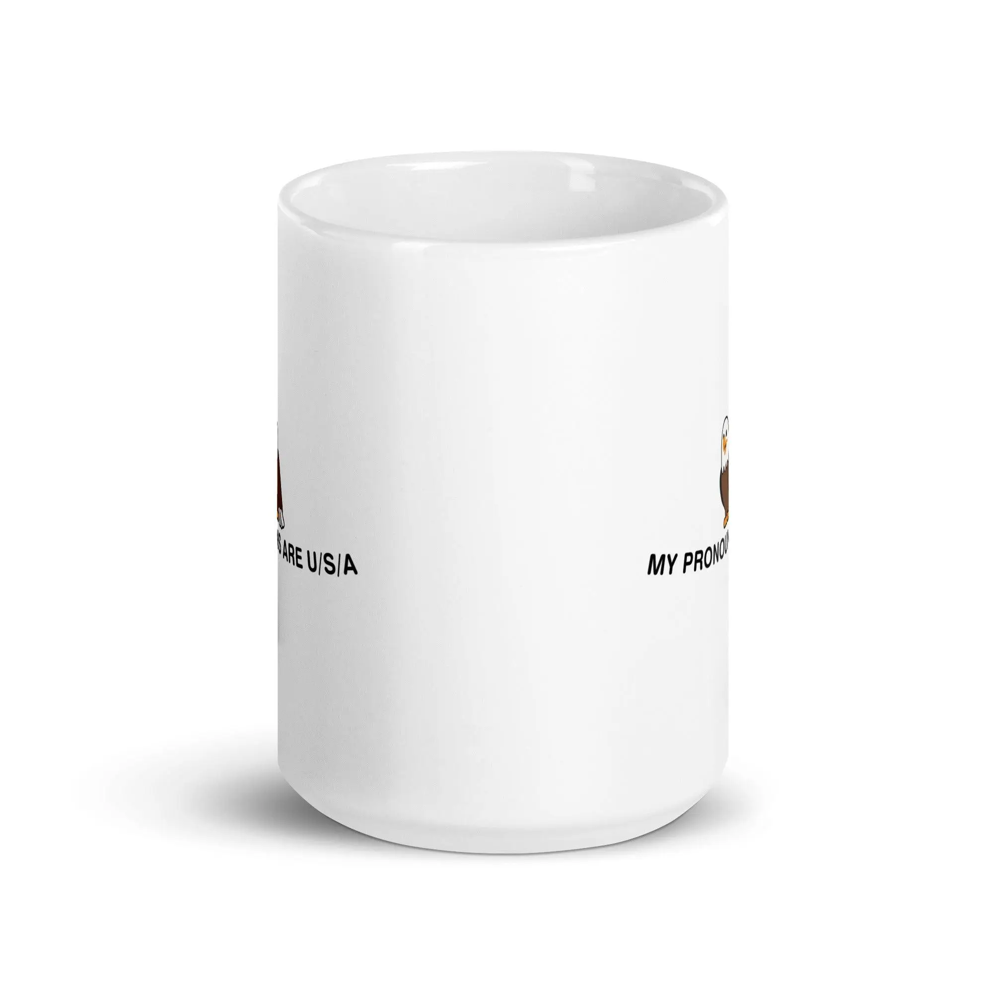 My Pronouns are U/S/A cartoon White glossy mug - Image 8
