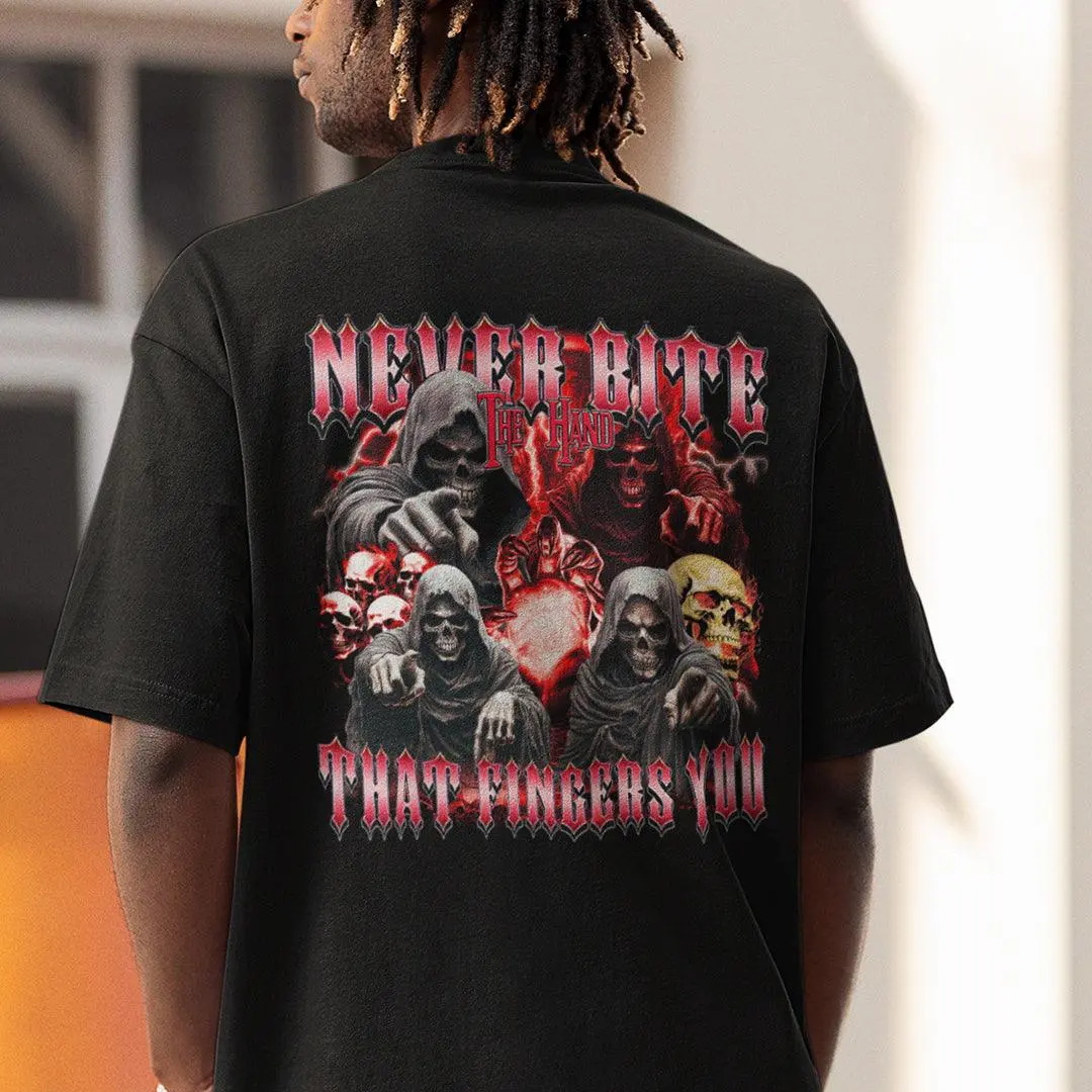 Never Bite the Hand that Fingers You T-Shirt (backprint) - Image 7