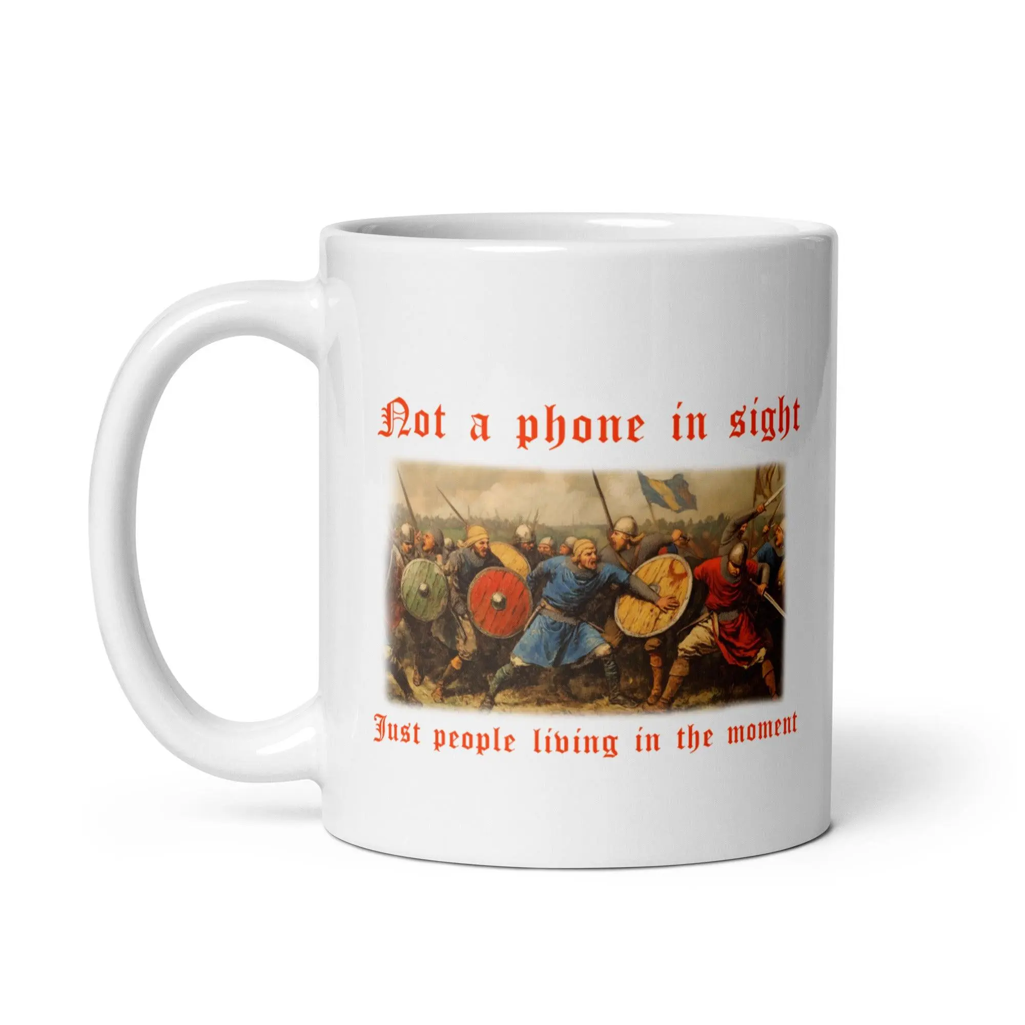 Not a phone in sight just people living in the moment White glossy mug - Image 2
