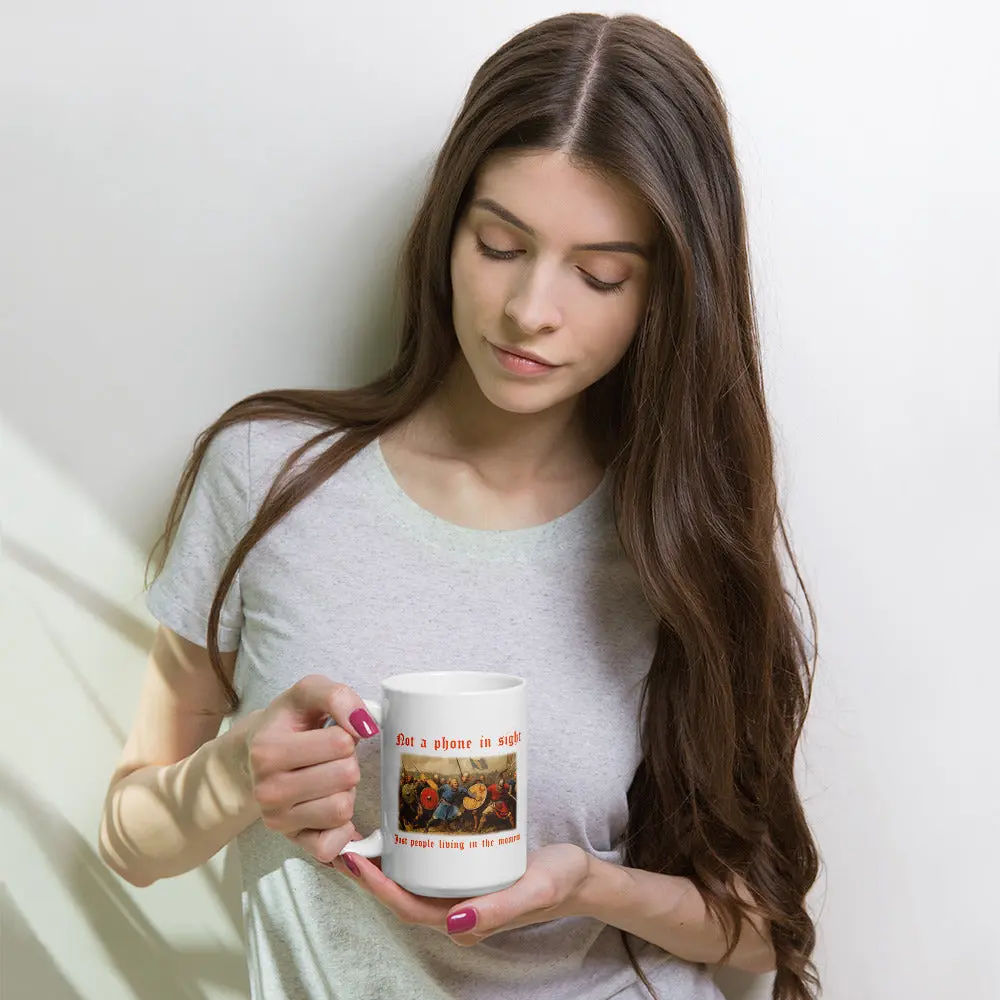Not a phone in sight just people living in the moment White glossy mug - Image 5
