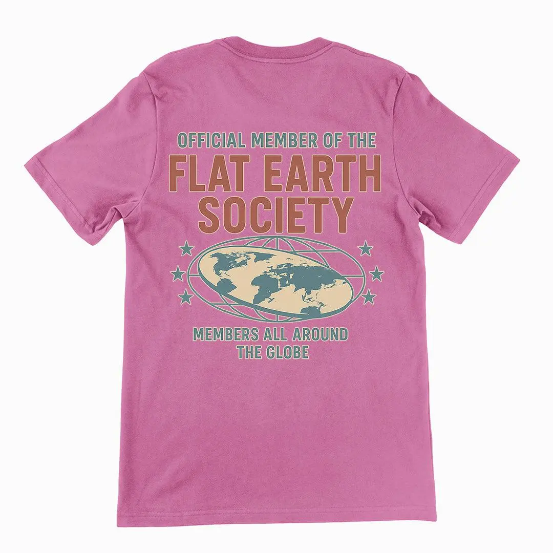 Offcial Member of the Flat Earth Society T-Shirt (backprint) - Image 2
