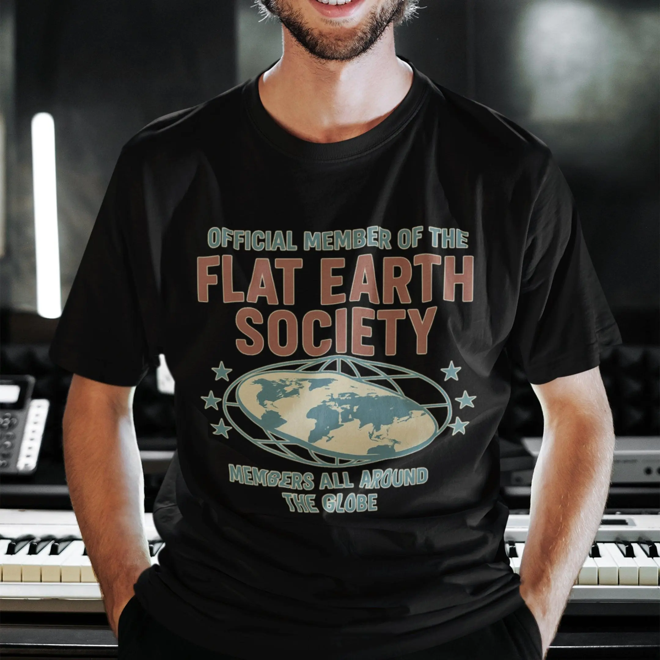 Offcial Member of the Flat Earth Society T-Shirt - Image 7