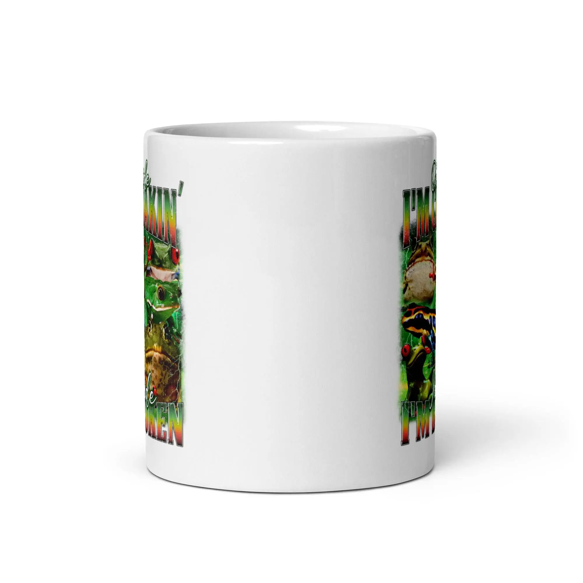 Outside I'm Croakin' Inside I'm Broken White glossy mug - Image 4