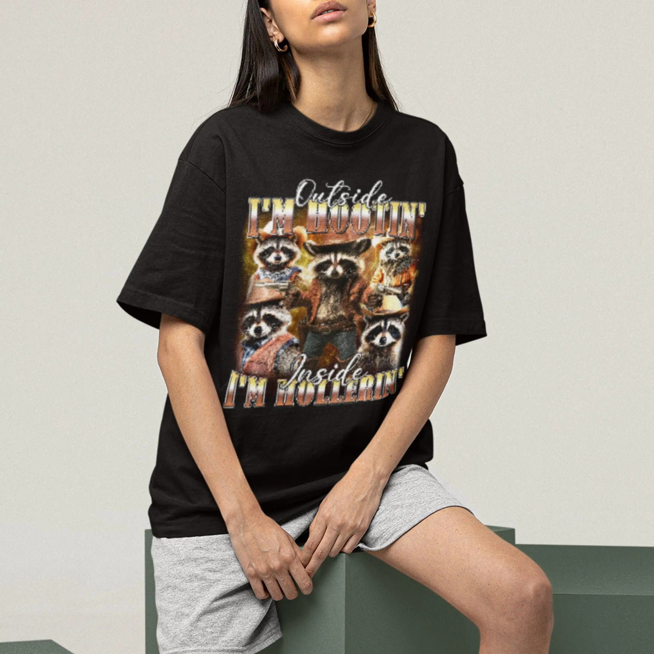 Outside I'm Hootin' Inside I'm Hollerin T-Shirt - Image 7