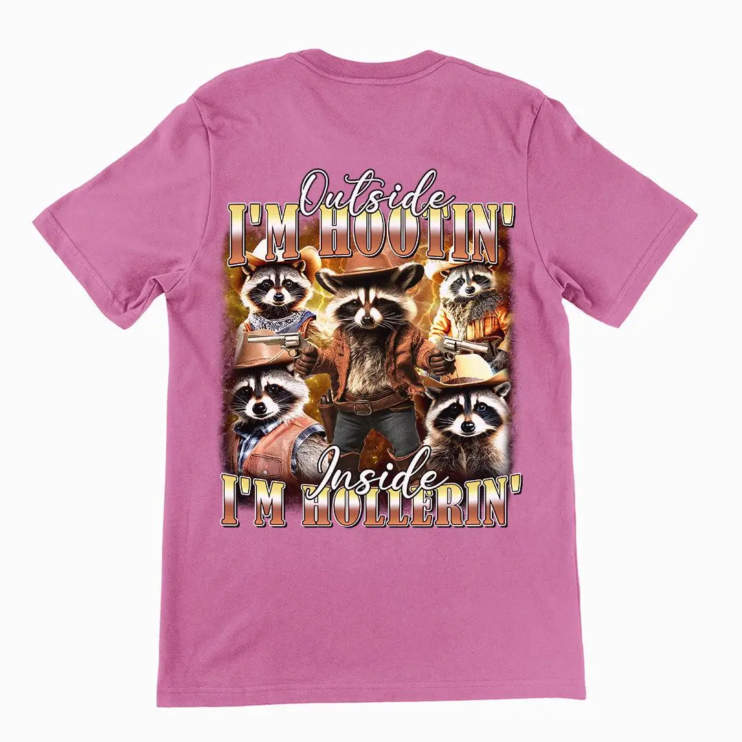Outside I'm Hootin' Inside I'm Hollerin T-Shirt (backprint) - Image 2