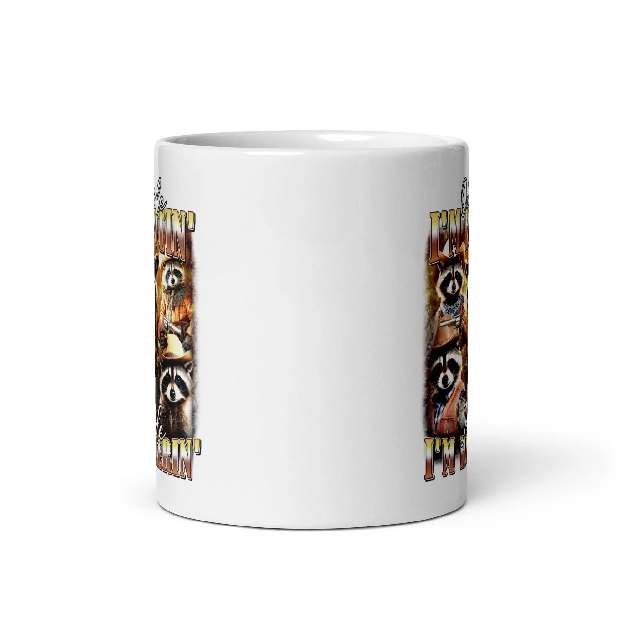 Outside I'm Hootin' Inside I'm Hollerin White glossy mug - Image 4