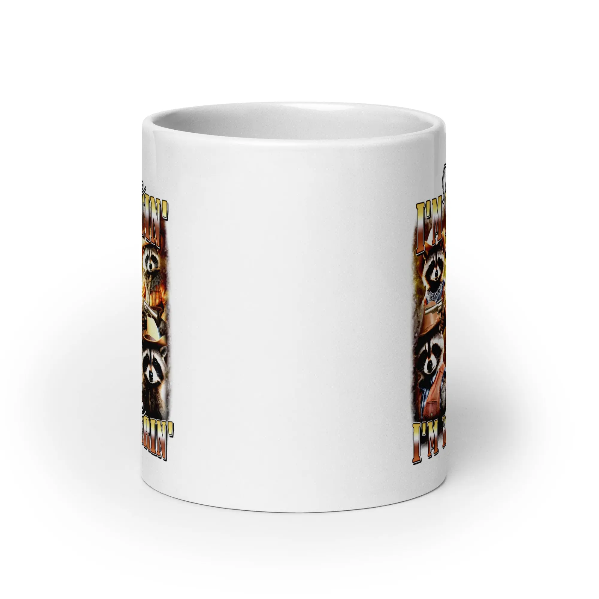 Outside I'm Hootin' Inside I'm Hollerin White glossy mug - Image 8