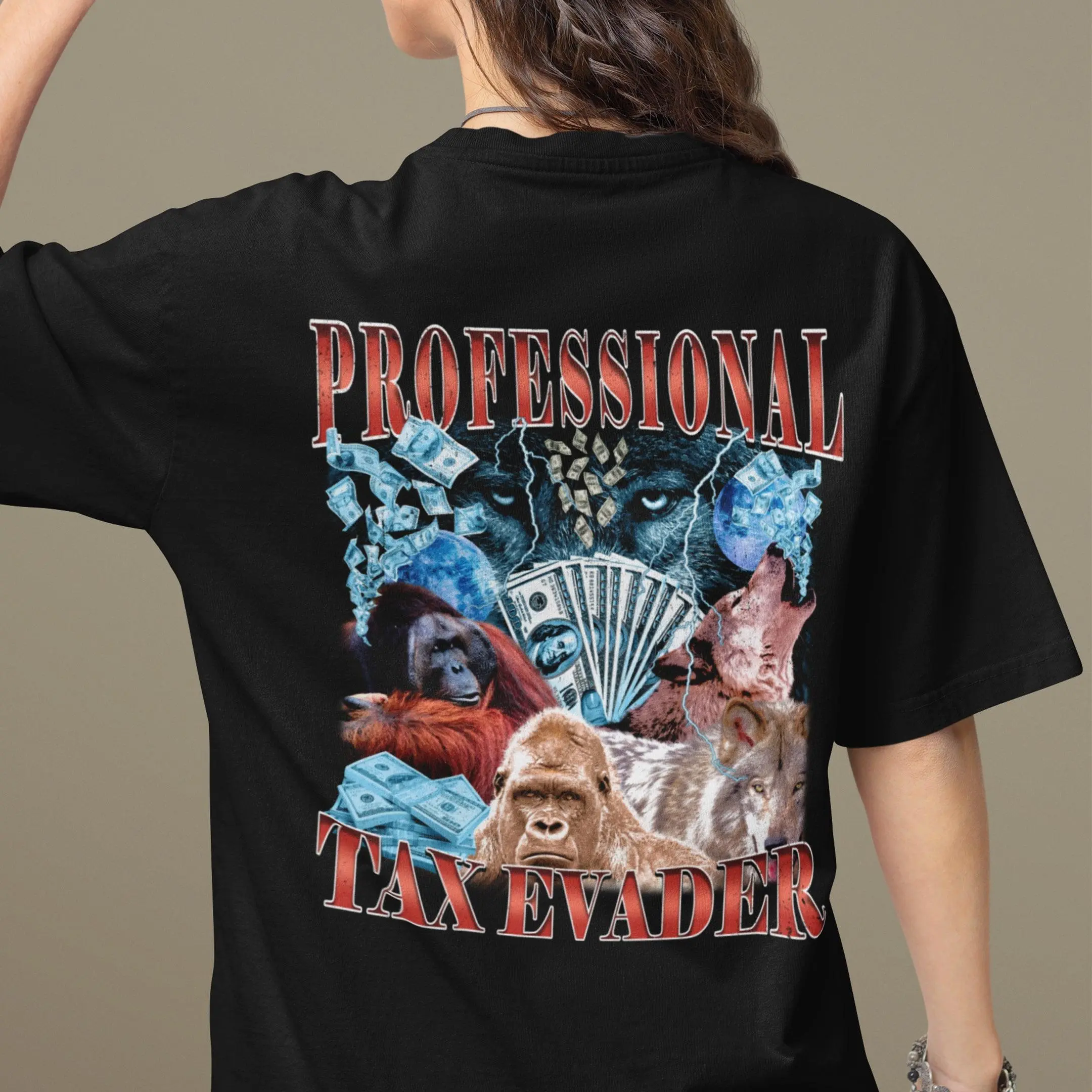 Professional Tax Evader T-Shirt (backprint) - Image 7