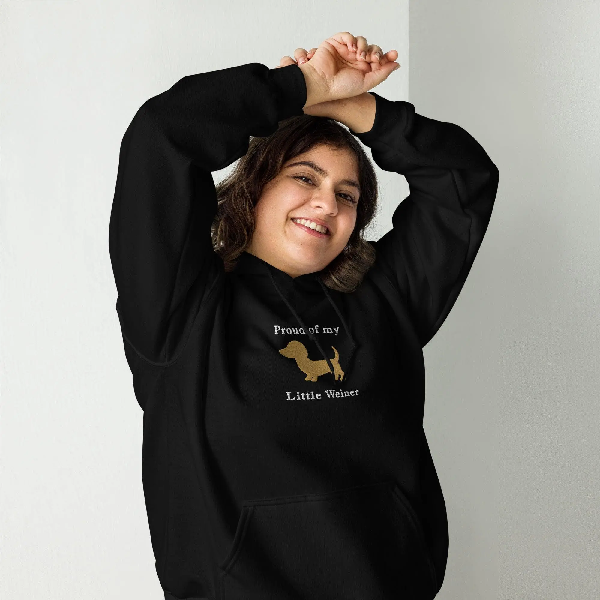 Proud of my little weiner (embroidered) Hoodie - Image 8